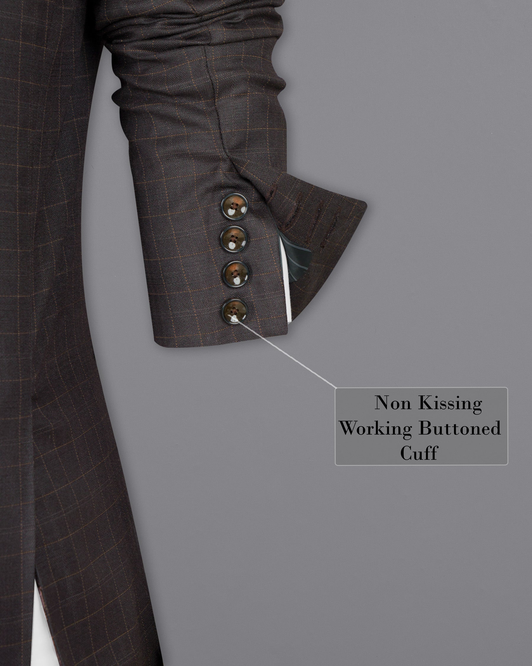 Brown Plaid Wool Rich Suit