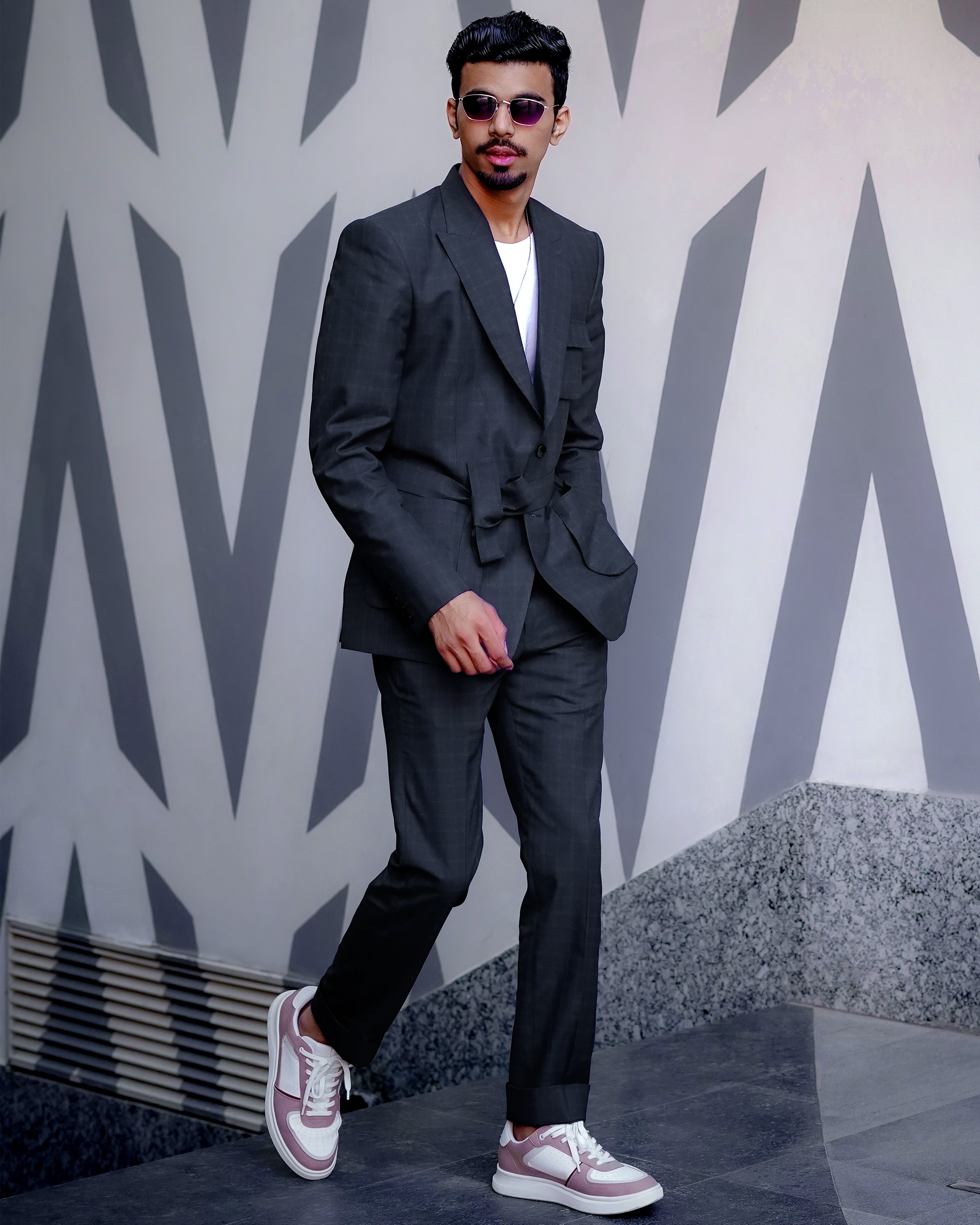 Ebony Clay Windowpane Wool Rich Sports Suit