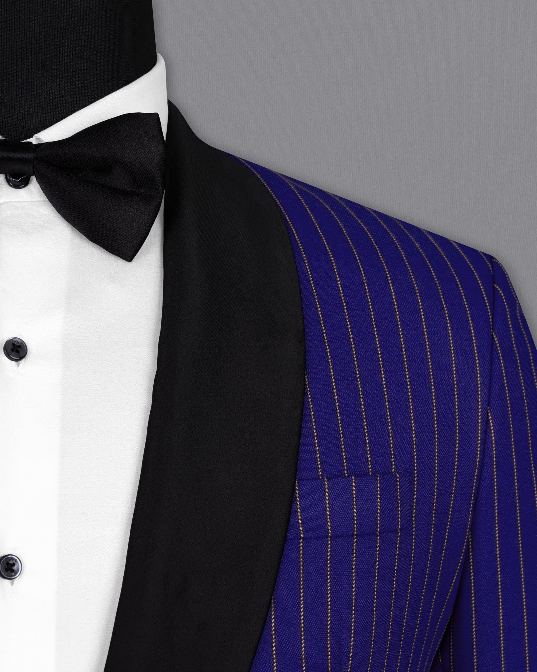 Violet Striped Wool Rich Tuxedo Suit