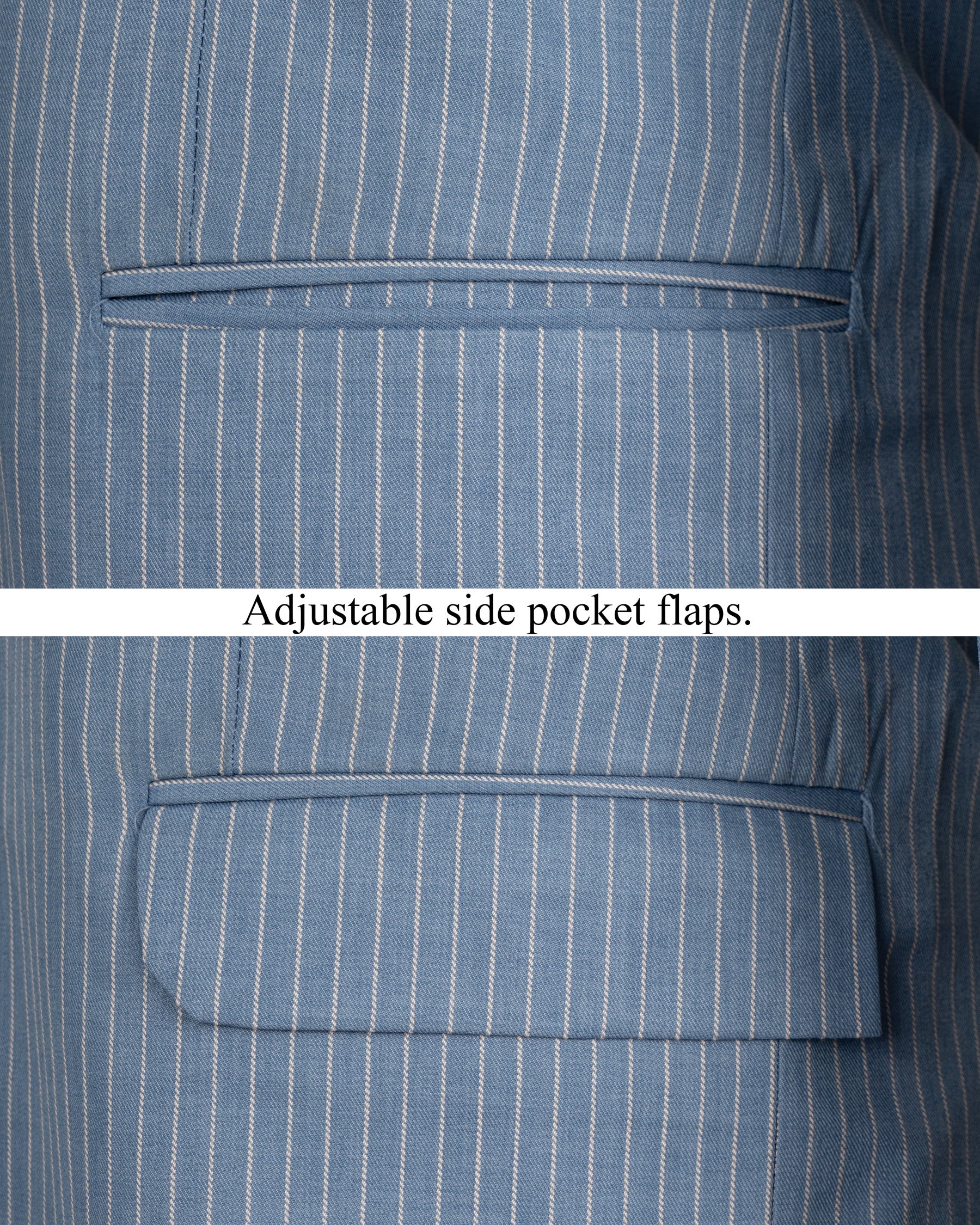 Ship Cove STue Striped Cross Buttoned Wool Rich Bandhgala Suit ST1504-CBG-36, ST1504-CBG-38, ST1504-CBG-40, ST1504-CBG-42, ST1504-CBG-44, ST1504-CBG-46, ST1504-CBG-48, ST1504-CBG-50, ST1504-CBG-52, ST1504-CBG-54, ST1504-CBG-56, ST1504-CBG-58, ST1504-CBG-60