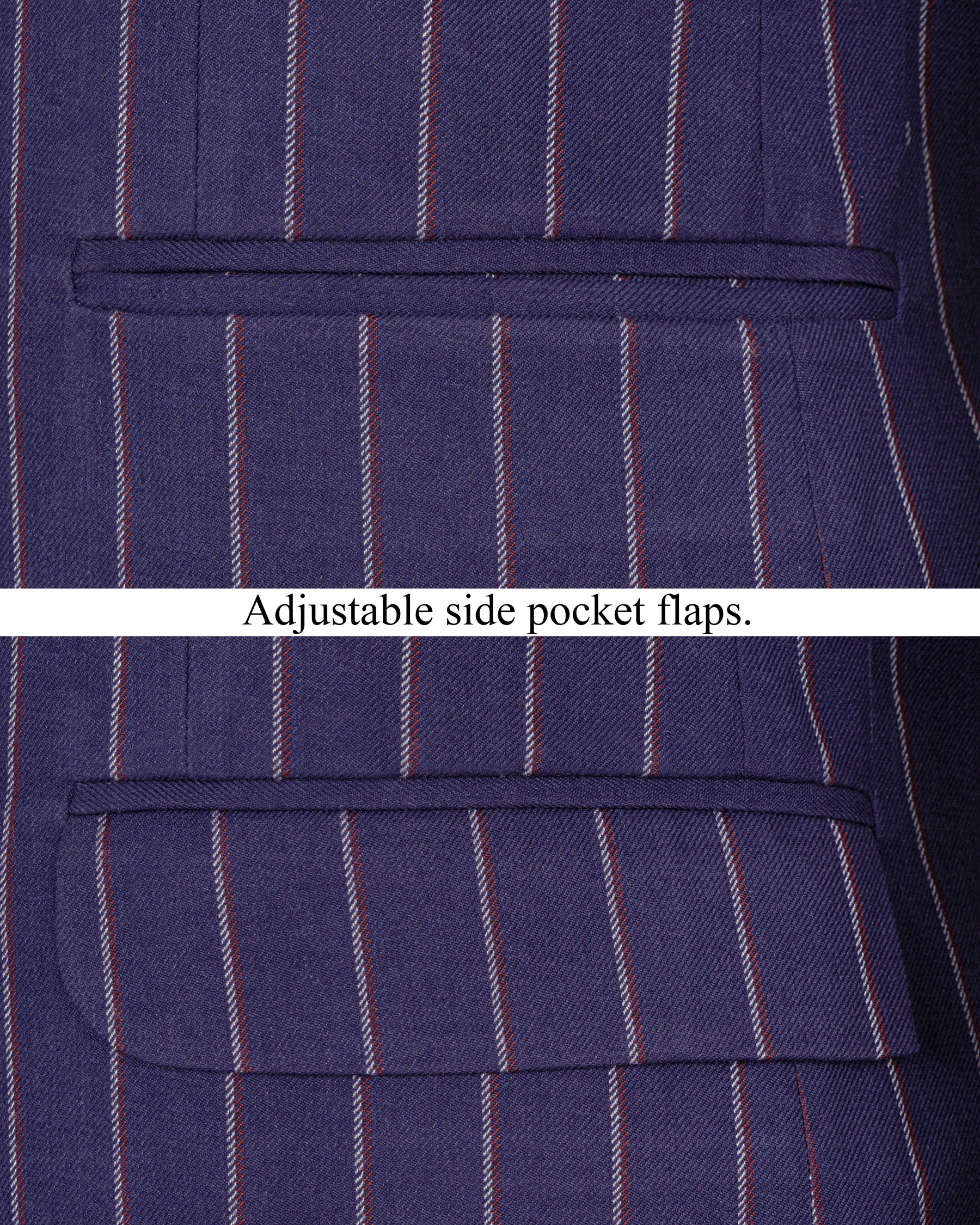 Cherry Pie Striped Cross Placket Bandhgala Suit