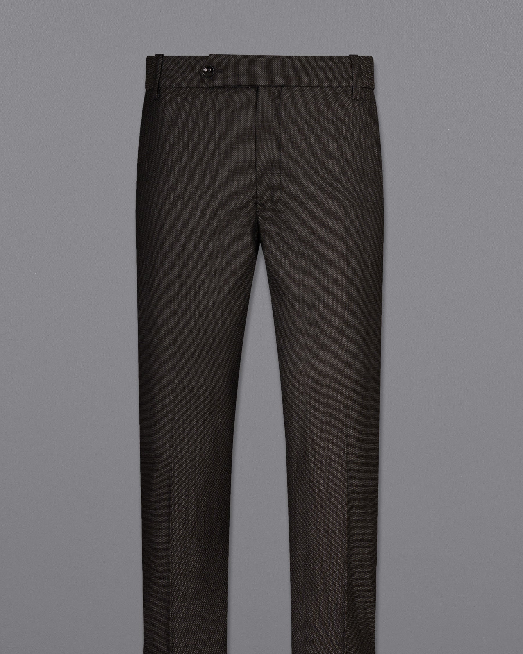 Dark Brown Cross Placket Wool Rich Bandhgala Suit