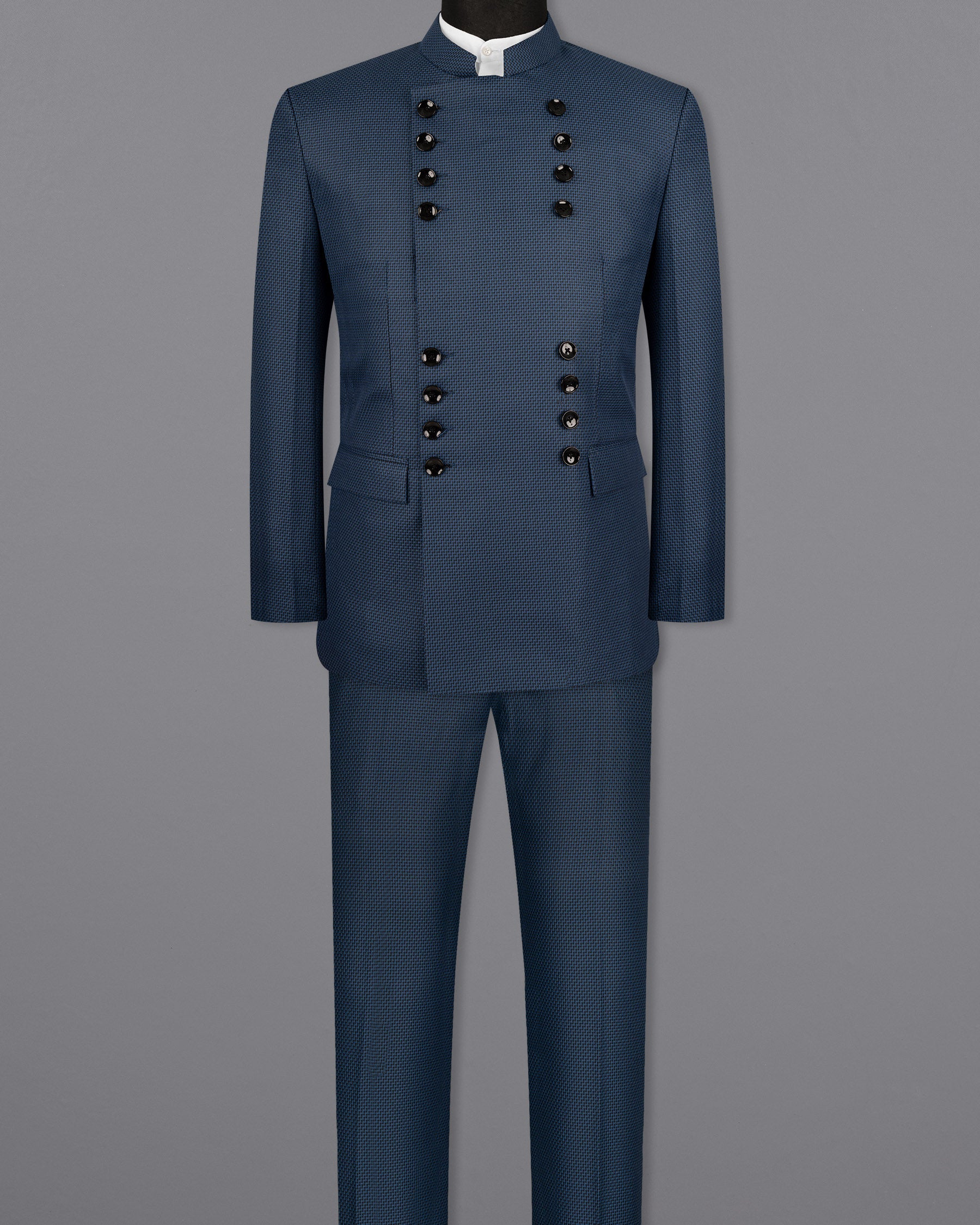 Port Gore Blue Double Breasted Bandhgala Wool Rich Suit ST1541-D18-36, ST1541-D18-38, ST1541-D18-40, ST1541-D18-42, ST1541-D18-44, ST1541-D18-46, ST1541-D18-48, ST1541-D18-50, ST1541-D18-52, ST1541-D18-54, ST1541-D18-56, ST1541-D18-58, ST1541-D18-60