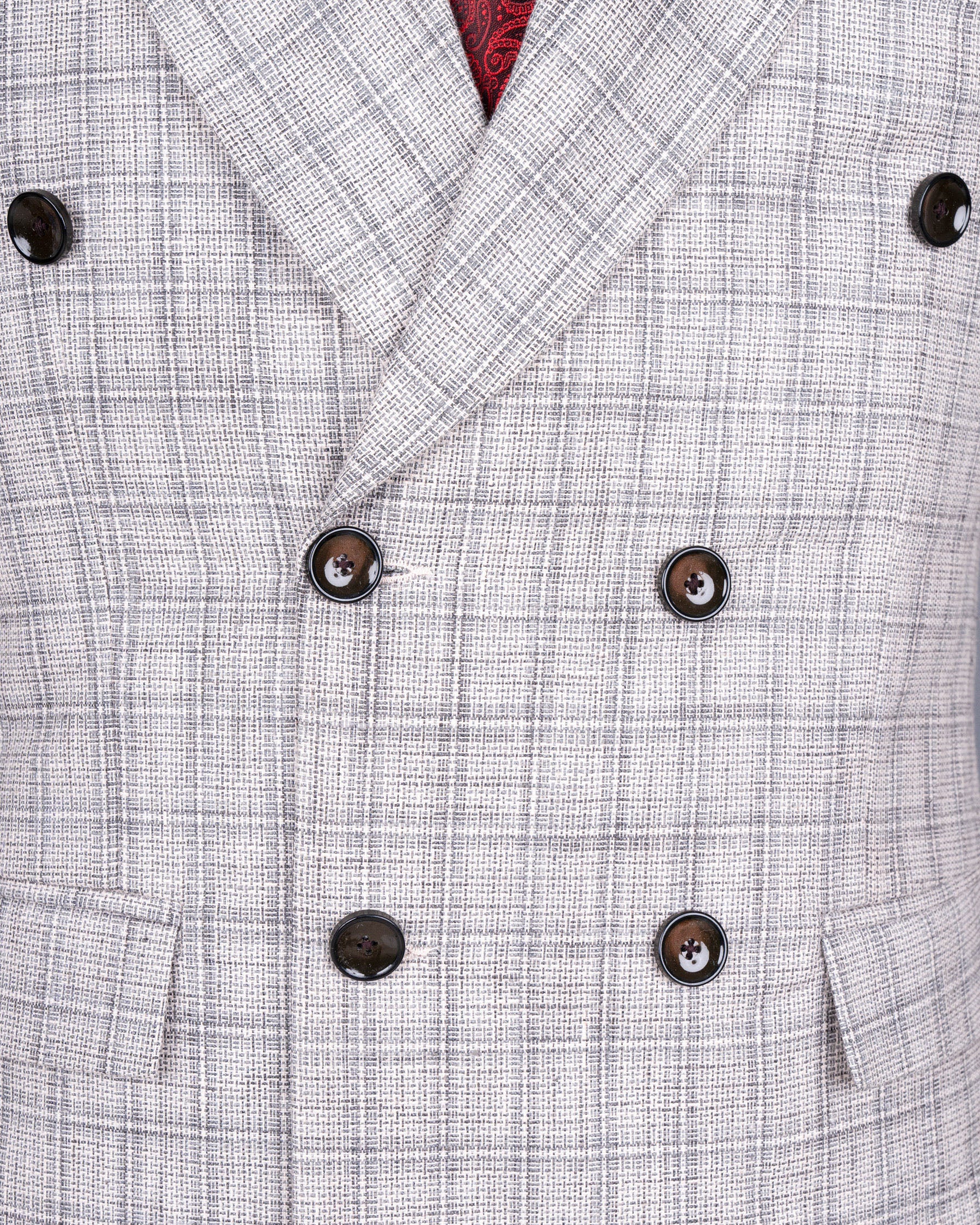 Mercury Grey Plaid Double Breasted Premium Cotton Suit ST1562-DB-36, ST1562-DB-38, ST1562-DB-40, ST1562-DB-42, ST1562-DB-44, ST1562-DB-46, ST1562-DB-48, ST1562-DB-50, ST1562-DB-52, ST1562-DB-54, ST1562-DB-56, ST1562-DB-58, ST1562-DB-60