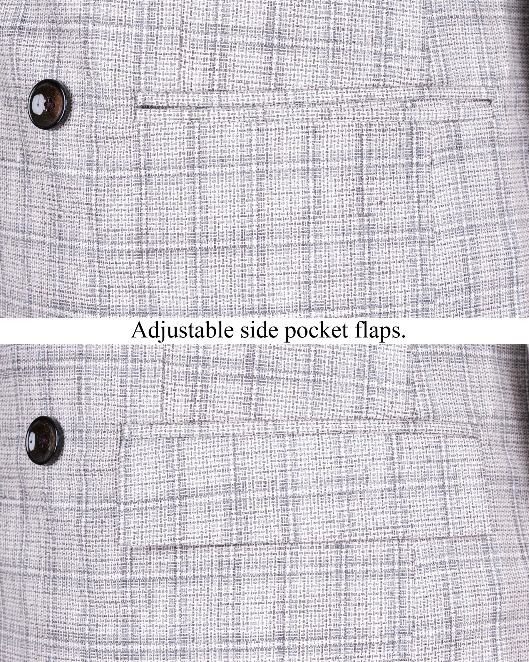 Mercury Grey Plaid Double Breasted Premium Cotton Suit ST1562-DB-36, ST1562-DB-38, ST1562-DB-40, ST1562-DB-42, ST1562-DB-44, ST1562-DB-46, ST1562-DB-48, ST1562-DB-50, ST1562-DB-52, ST1562-DB-54, ST1562-DB-56, ST1562-DB-58, ST1562-DB-60