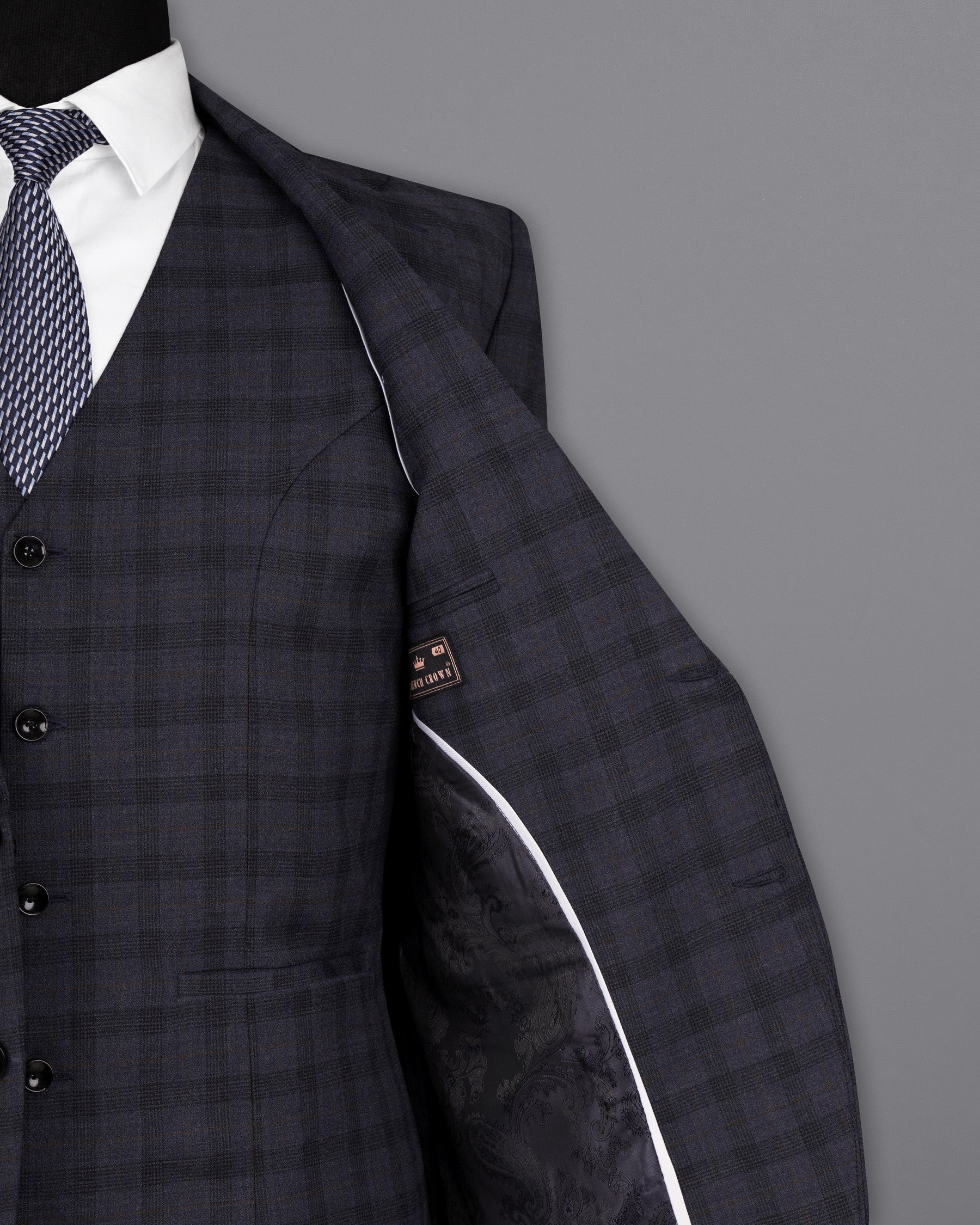 Navy Blue Plaid Wool Rich Suit ST1563-SB-36, ST1563-SB-38, ST1563-SB-40, ST1563-SB-42, ST1563-SB-44, ST1563-SB-46, ST1563-SB-48, ST1563-SB-50, ST1563-SB-52, ST1563-SB-54, ST1563-SB-56, ST1563-SB-58, ST1563-SB-60