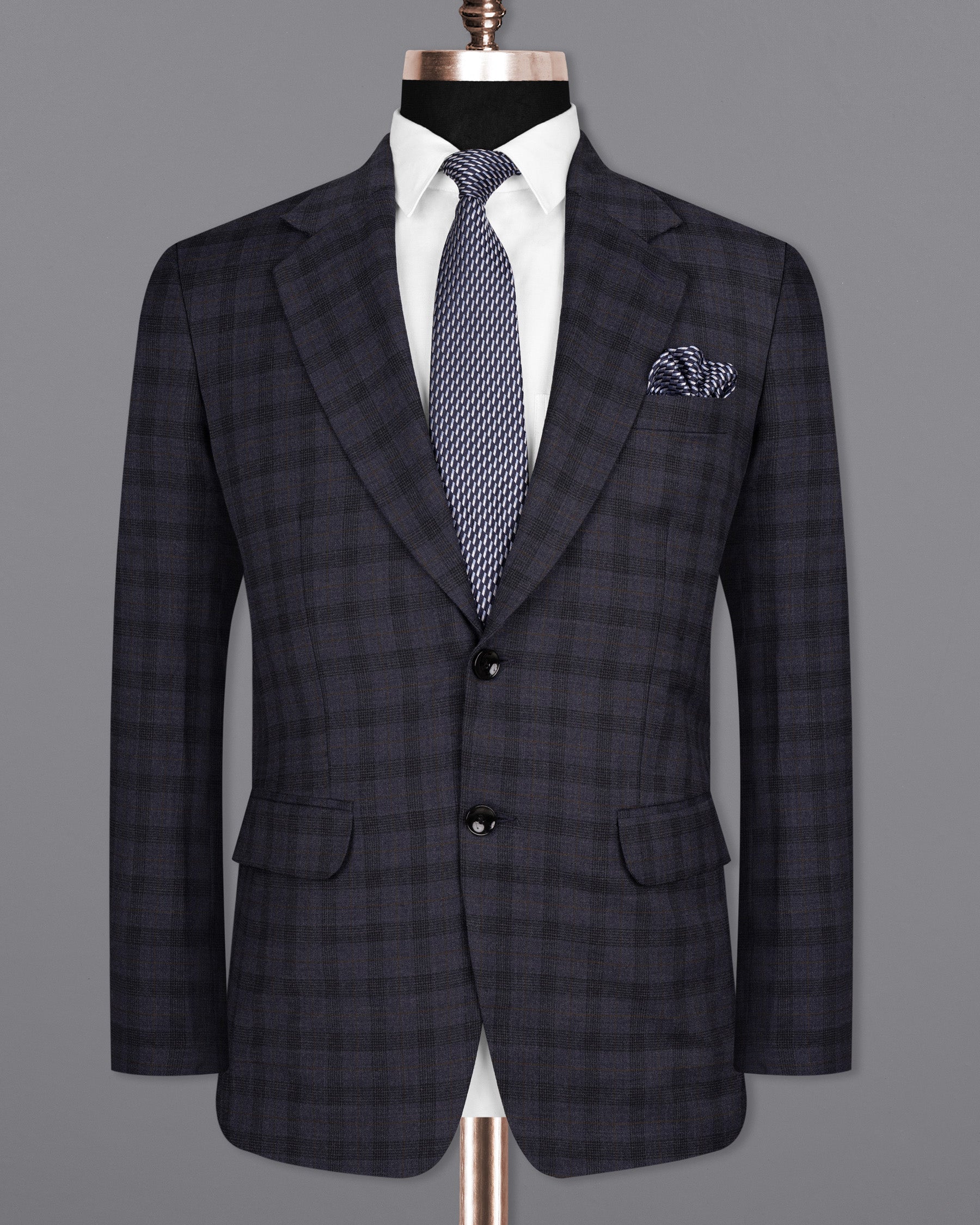 Navy Blue Plaid Wool Rich Suit ST1563-SB-36, ST1563-SB-38, ST1563-SB-40, ST1563-SB-42, ST1563-SB-44, ST1563-SB-46, ST1563-SB-48, ST1563-SB-50, ST1563-SB-52, ST1563-SB-54, ST1563-SB-56, ST1563-SB-58, ST1563-SB-60