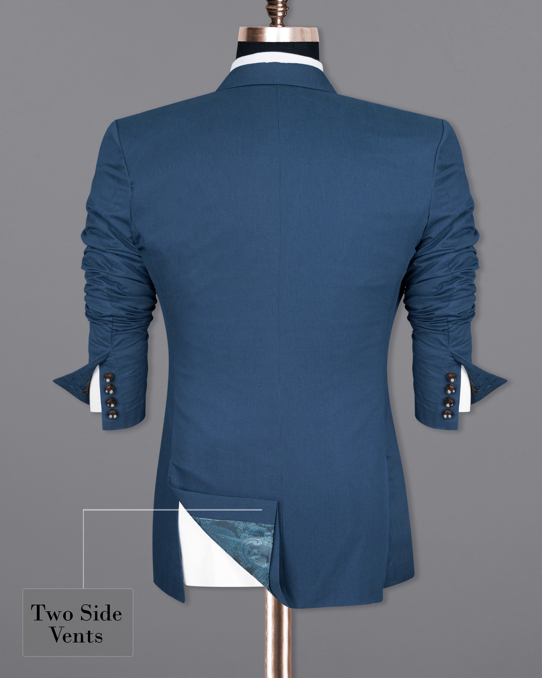 San Juan Blue Subtle Striped Premium Cotton Sports Suit