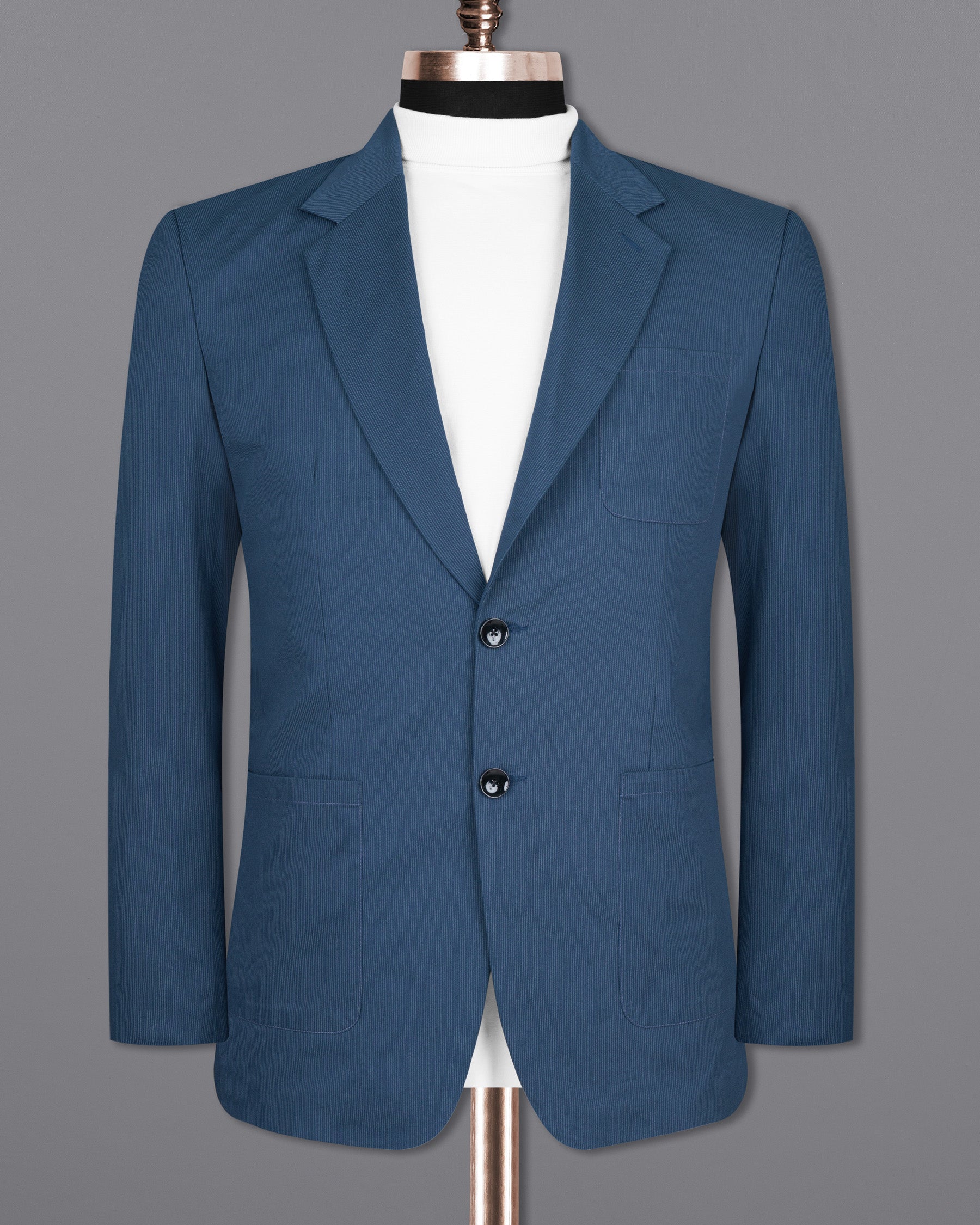 San Juan Blue Subtle Striped Premium Cotton Sports Suit