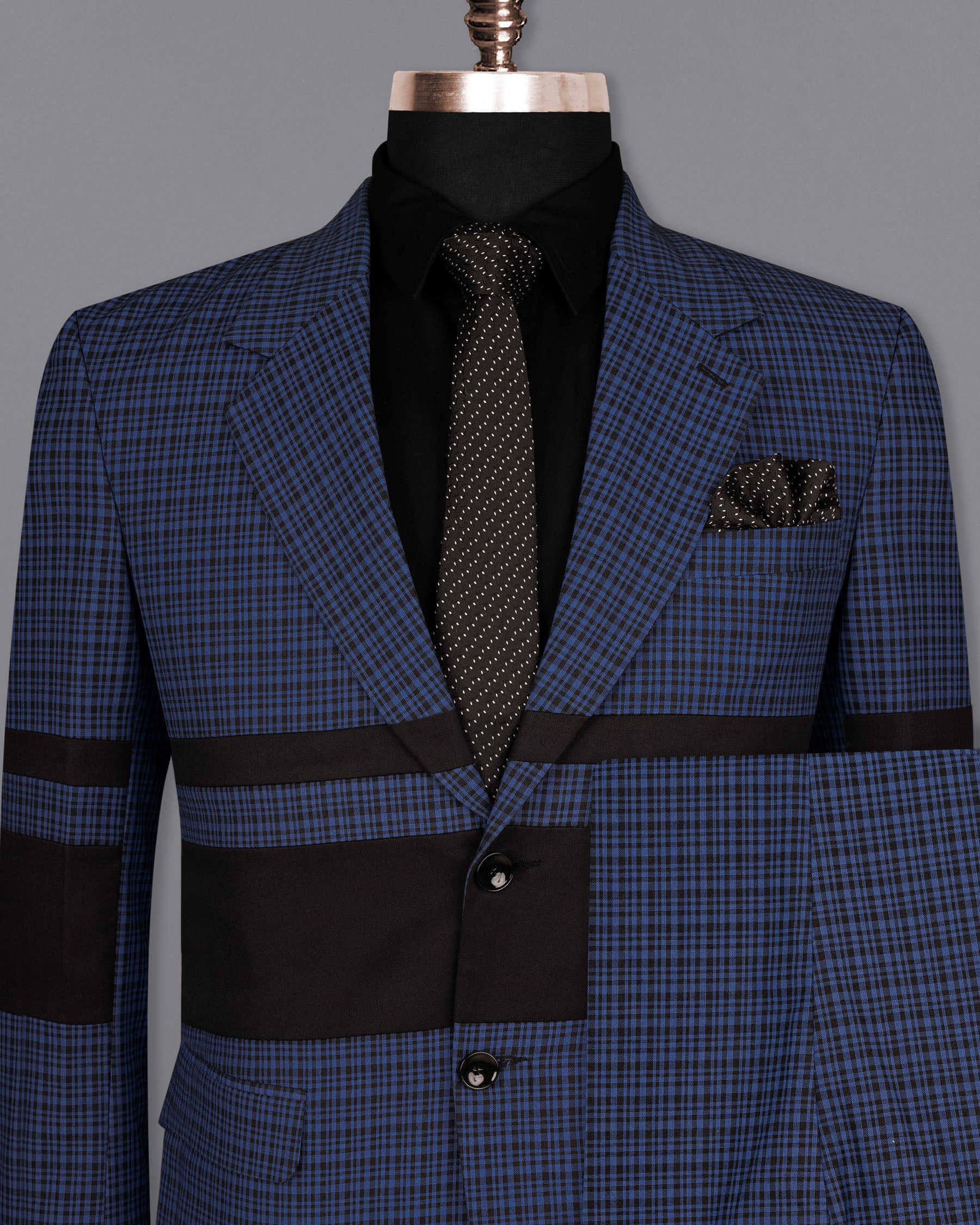 Chambray Blue and Jade Black Gingham Premium Cotton Suit ST1573-SB-D17-36, ST1573-SB-D17-38, ST1573-SB-D17-40, ST1573-SB-D17-42, ST1573-SB-D17-44, ST1573-SB-D17-46, ST1573-SB-D17-48, ST1573-SB-D17-50, ST1573-SB-D17-52, ST1573-SB-D17-54, ST1573-SB-D17-56, ST1573-SB-D17-58, ST1573-SB-D17-60