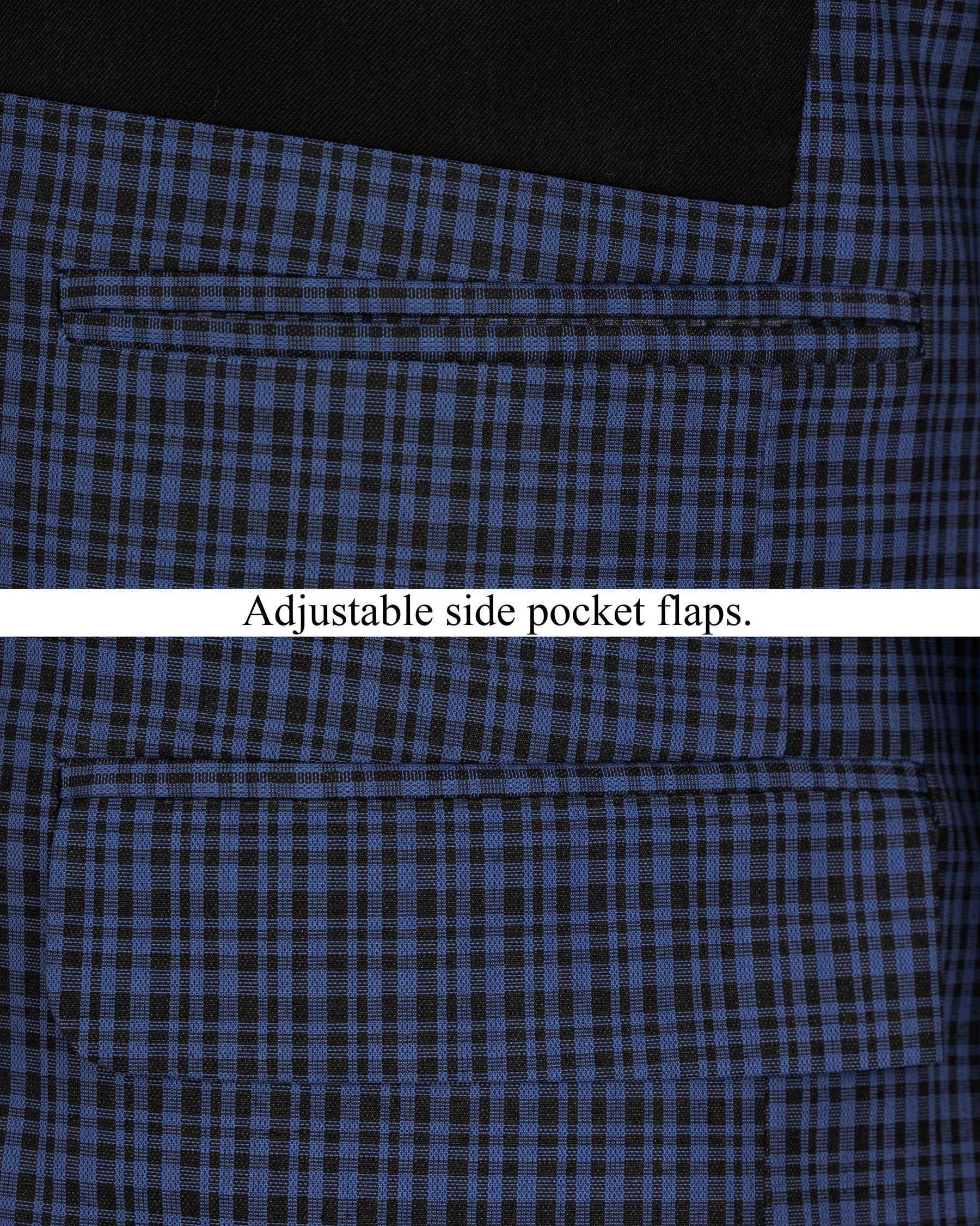 Chambray Blue and Jade Black Gingham Premium Cotton Suit ST1573-SB-D17-36, ST1573-SB-D17-38, ST1573-SB-D17-40, ST1573-SB-D17-42, ST1573-SB-D17-44, ST1573-SB-D17-46, ST1573-SB-D17-48, ST1573-SB-D17-50, ST1573-SB-D17-52, ST1573-SB-D17-54, ST1573-SB-D17-56, ST1573-SB-D17-58, ST1573-SB-D17-60