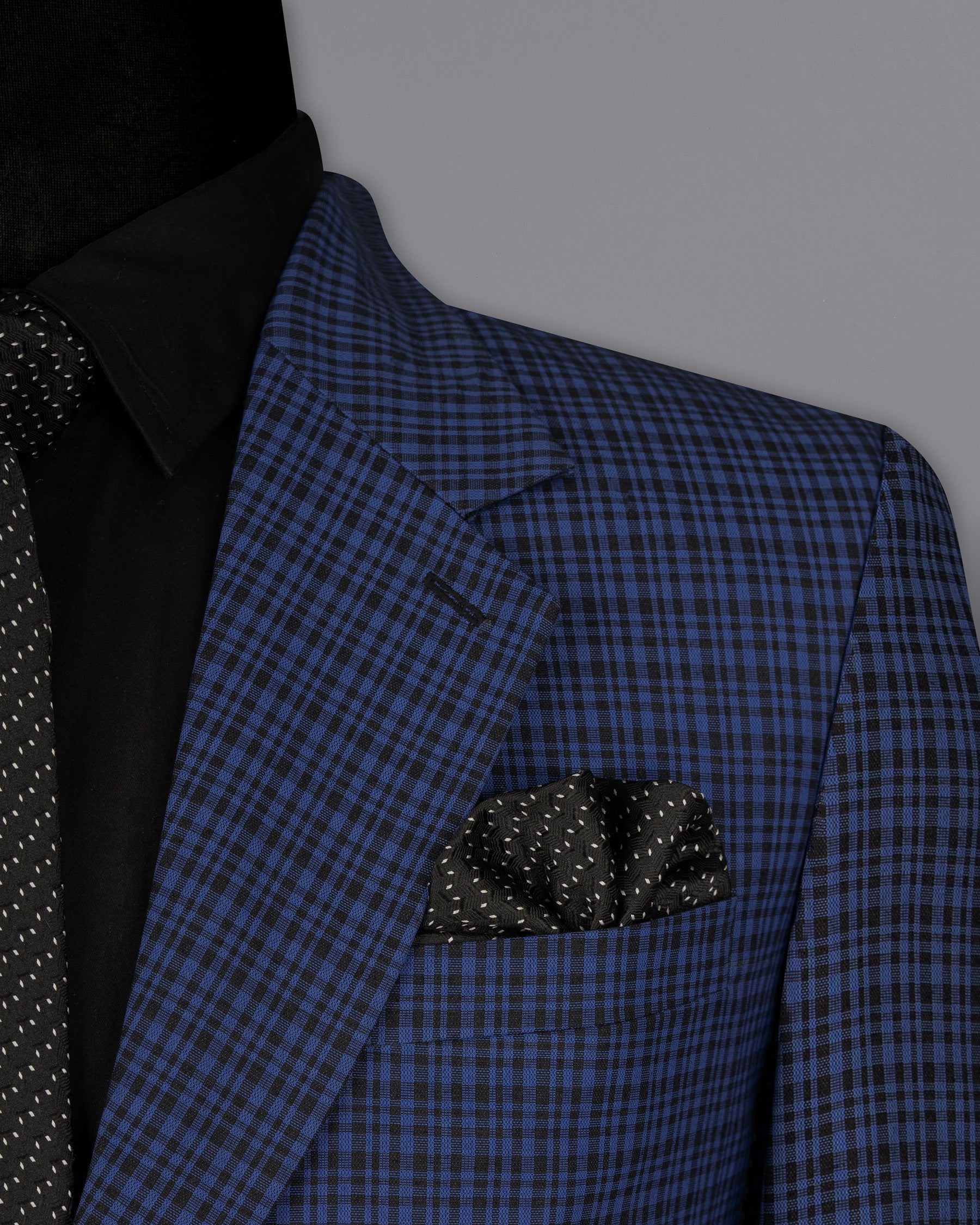 Chambray Blue and Jade Black Gingham Premium Cotton Suit ST1573-SB-D17-36, ST1573-SB-D17-38, ST1573-SB-D17-40, ST1573-SB-D17-42, ST1573-SB-D17-44, ST1573-SB-D17-46, ST1573-SB-D17-48, ST1573-SB-D17-50, ST1573-SB-D17-52, ST1573-SB-D17-54, ST1573-SB-D17-56, ST1573-SB-D17-58, ST1573-SB-D17-60