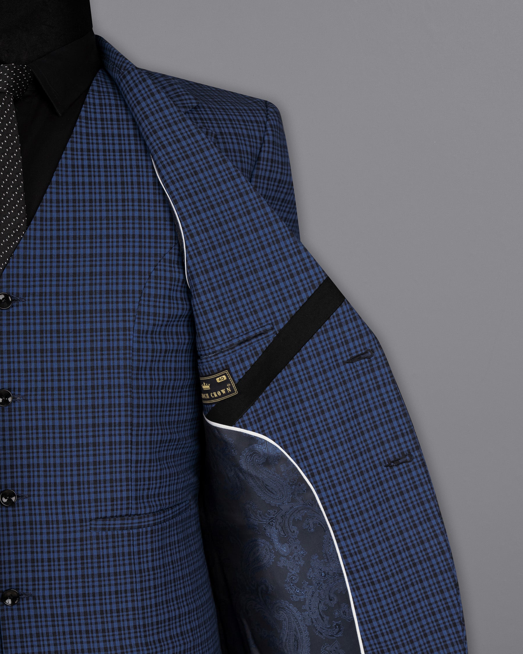 Chambray Blue and Jade Black Gingham Premium Cotton Suit ST1573-SB-D17-36, ST1573-SB-D17-38, ST1573-SB-D17-40, ST1573-SB-D17-42, ST1573-SB-D17-44, ST1573-SB-D17-46, ST1573-SB-D17-48, ST1573-SB-D17-50, ST1573-SB-D17-52, ST1573-SB-D17-54, ST1573-SB-D17-56, ST1573-SB-D17-58, ST1573-SB-D17-60