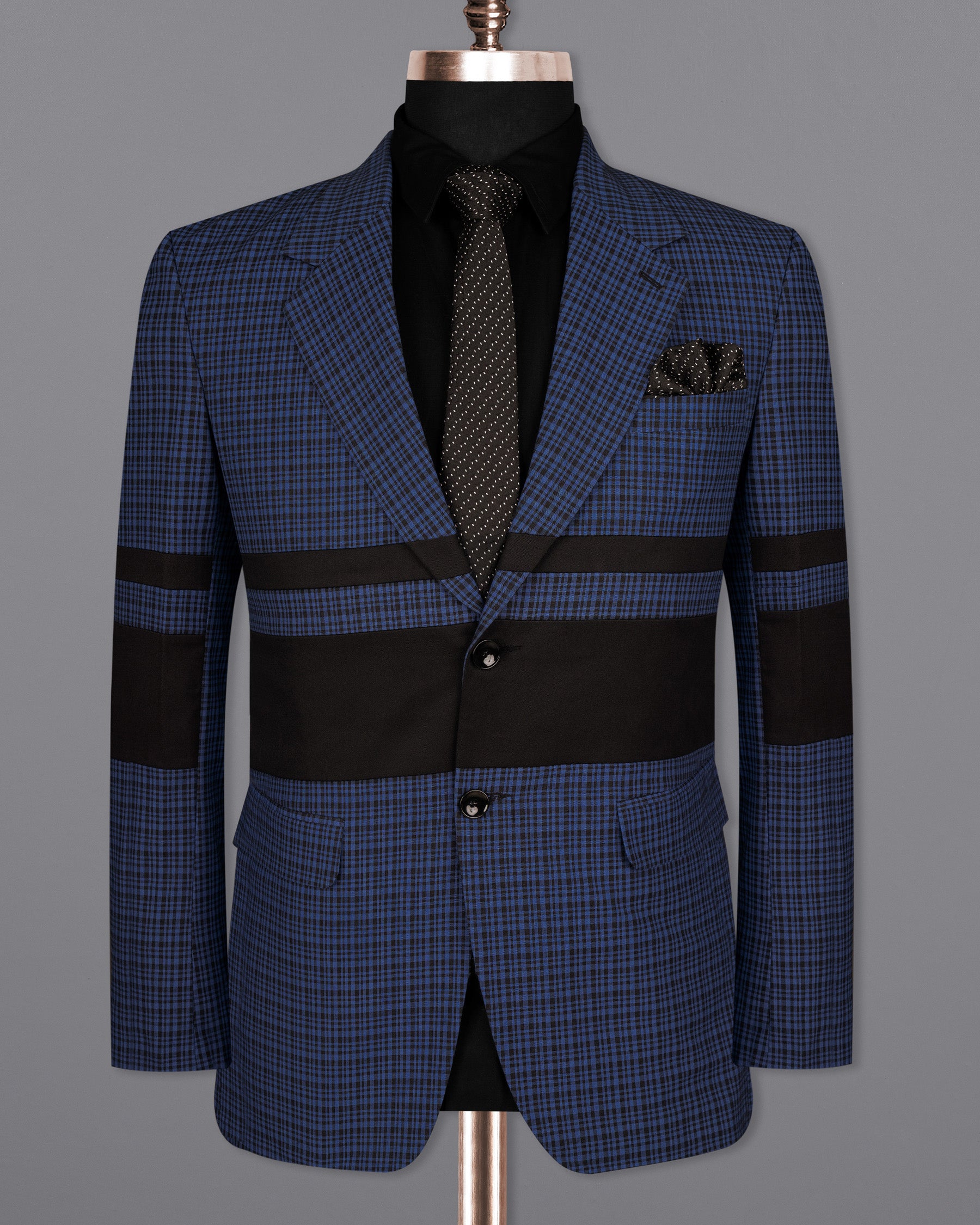 Chambray Blue and Jade Black Gingham Premium Cotton Suit ST1573-SB-D17-36, ST1573-SB-D17-38, ST1573-SB-D17-40, ST1573-SB-D17-42, ST1573-SB-D17-44, ST1573-SB-D17-46, ST1573-SB-D17-48, ST1573-SB-D17-50, ST1573-SB-D17-52, ST1573-SB-D17-54, ST1573-SB-D17-56, ST1573-SB-D17-58, ST1573-SB-D17-60