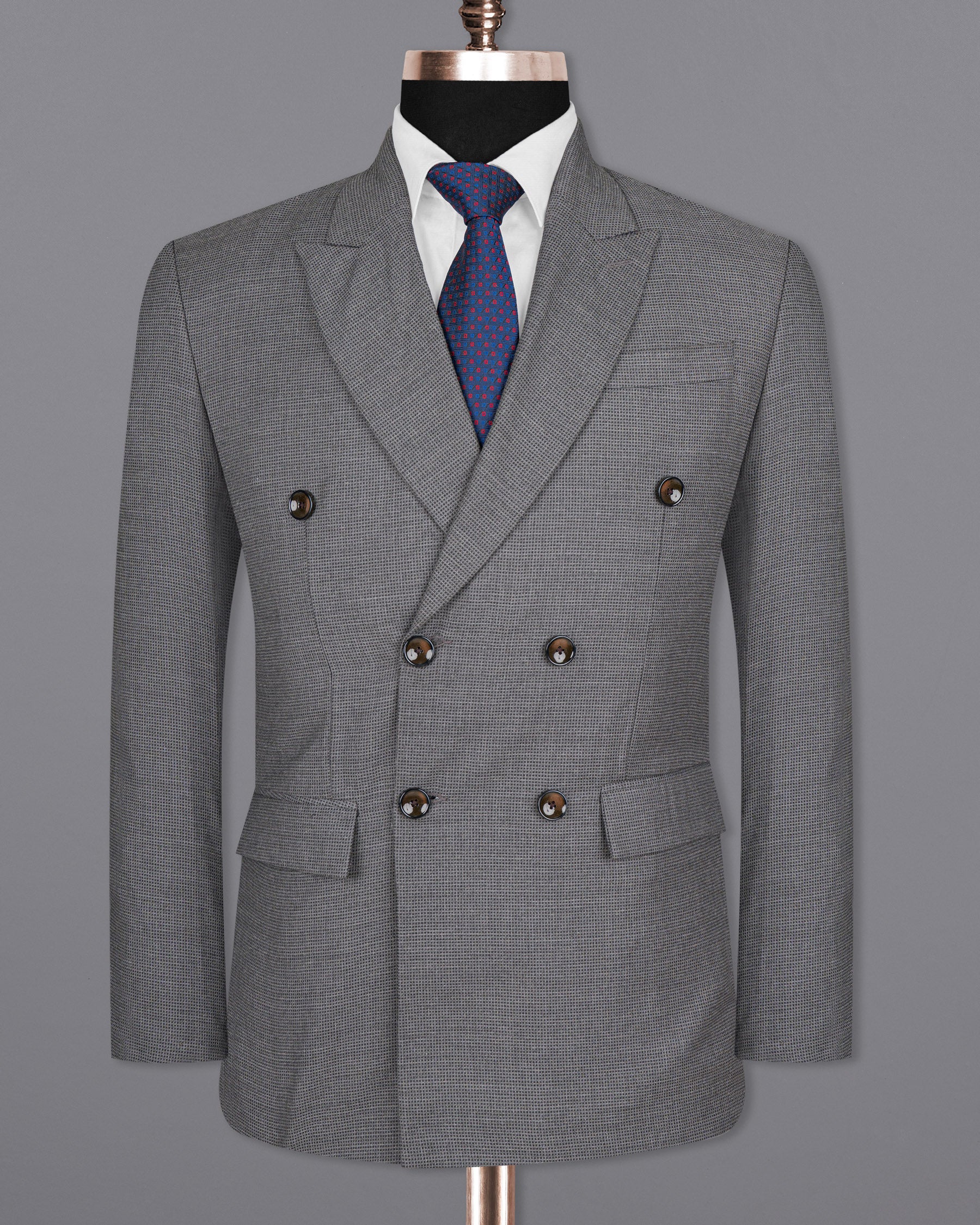 Boulder Grey Double Breasted Woolrich suit ST1579-DB-36, ST1579-DB-38, ST1579-DB-40, ST1579-DB-42, ST1579-DB-44, ST1579-DB-46, ST1579-DB-48, ST1579-DB-50, ST1579-DB-52, ST1579-DB-54, ST1579-DB-56, ST1579-DB-58, ST1579-DB-60