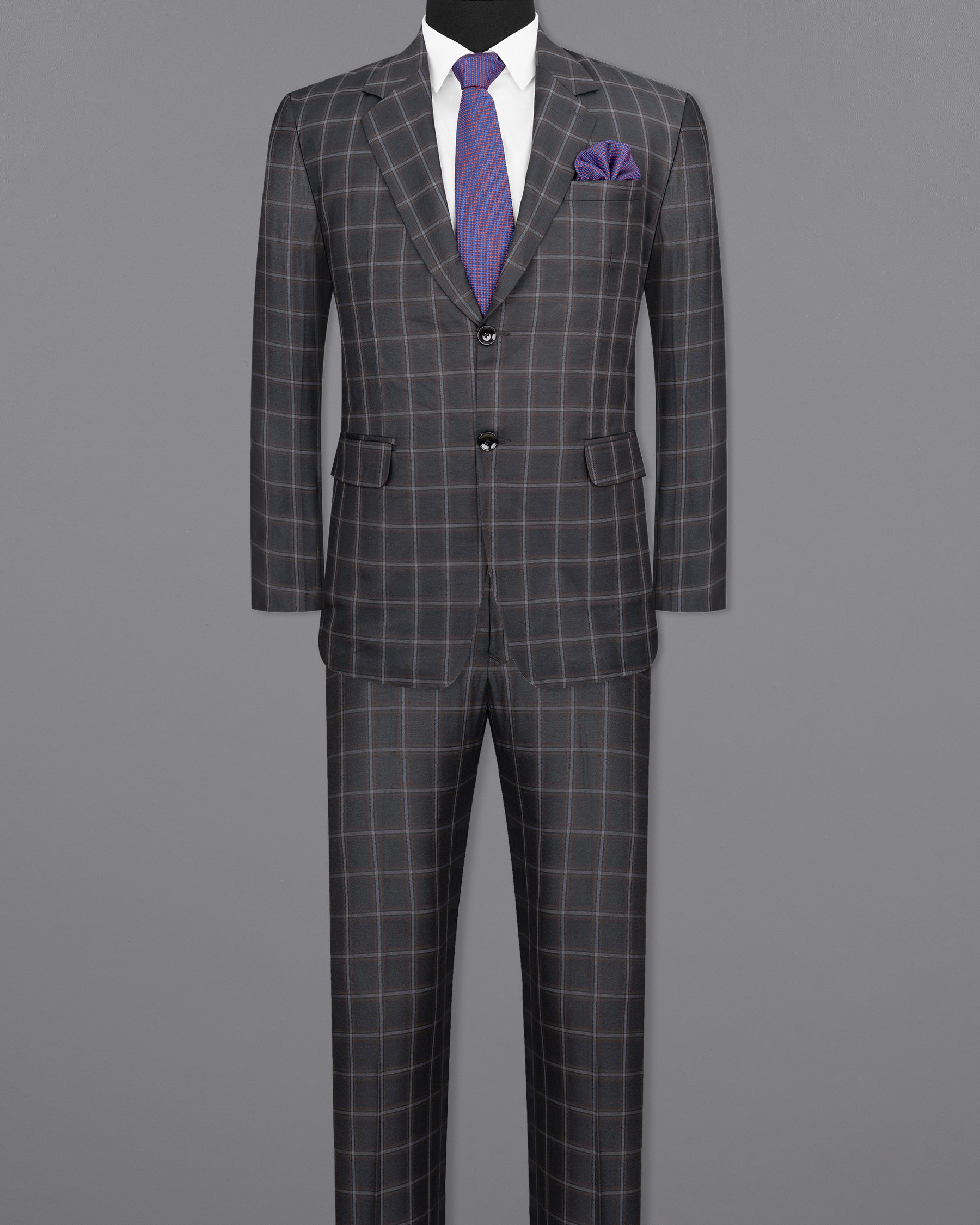 Tundora Gray windowpane Wool Rich Suit ST1591-SB-36, ST1591-SB-38, ST1591-SB-40, ST1591-SB-42, ST1591-SB-44, ST1591-SB-46, ST1591-SB-48, ST1591-SB-50, ST1591-SB-52, ST1591-SB-54, ST1591-SB-56, ST1591-SB-58, ST1591-SB-60