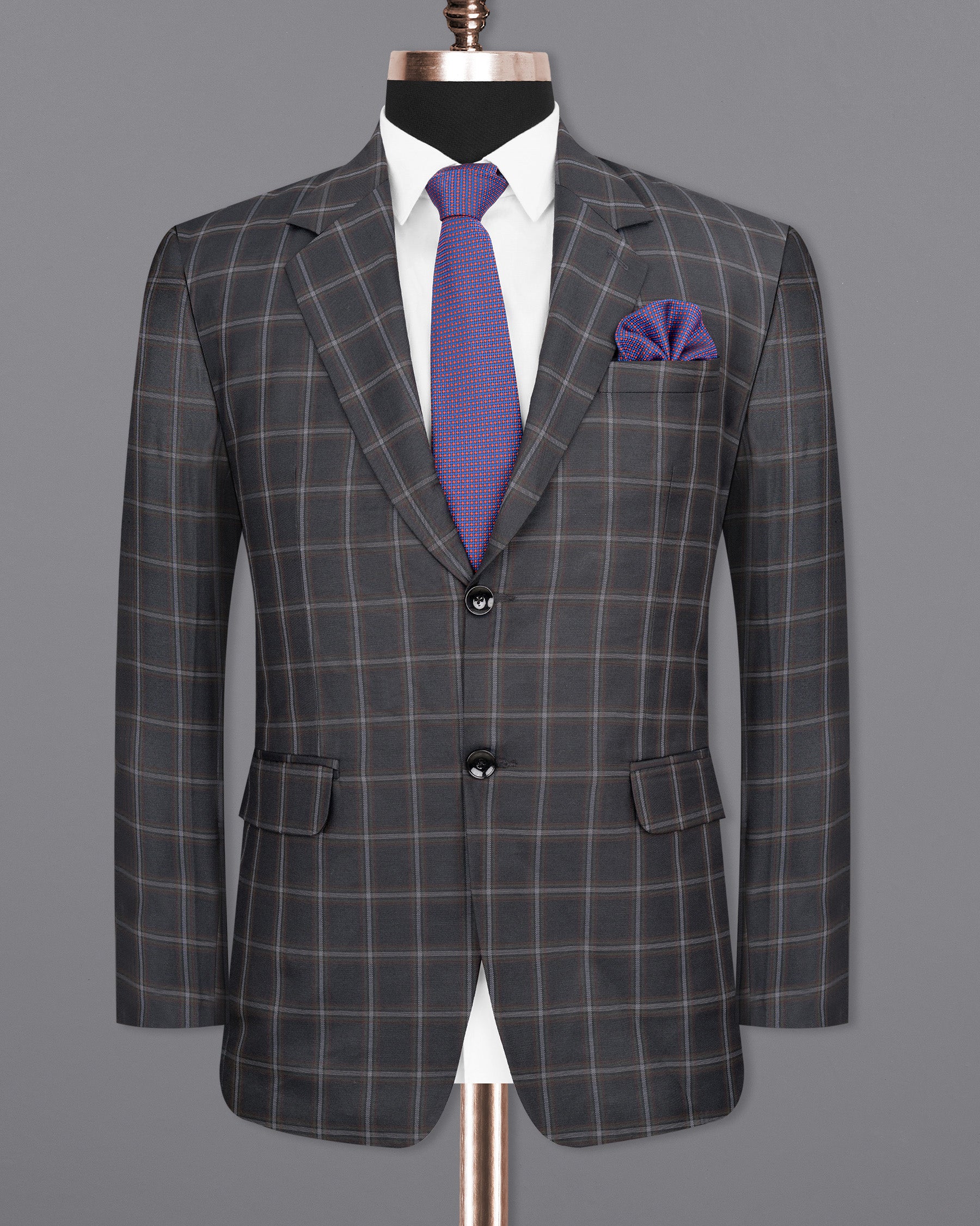 Tundora Gray windowpane Wool Rich Suit ST1591-SB-36, ST1591-SB-38, ST1591-SB-40, ST1591-SB-42, ST1591-SB-44, ST1591-SB-46, ST1591-SB-48, ST1591-SB-50, ST1591-SB-52, ST1591-SB-54, ST1591-SB-56, ST1591-SB-58, ST1591-SB-60