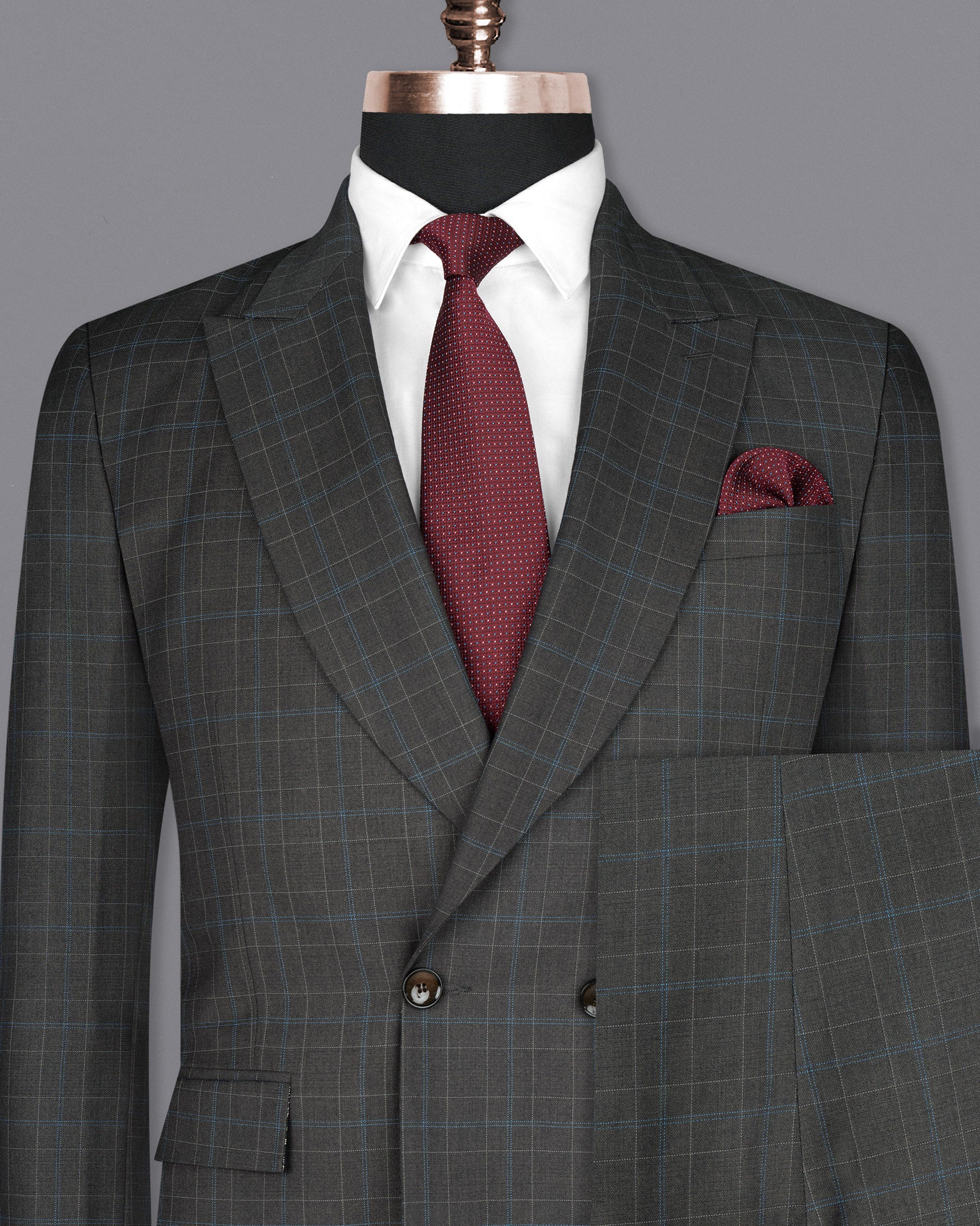 Cape Cod Gray Super fine Checkered Double Breasted Wool Rich Suit ST1603-DB-2B-36, ST1603-DB-2B-38, ST1603-DB-2B-40, ST1603-DB-2B-42, ST1603-DB-2B-44, ST1603-DB-2B-46, ST1603-DB-2B-48, ST1603-DB-2B-50, ST1603-DB-2B-52, ST1603-DB-2B-54, ST1603-DB-2B-56, ST1603-DB-2B-58, ST1603-DB-2B-60