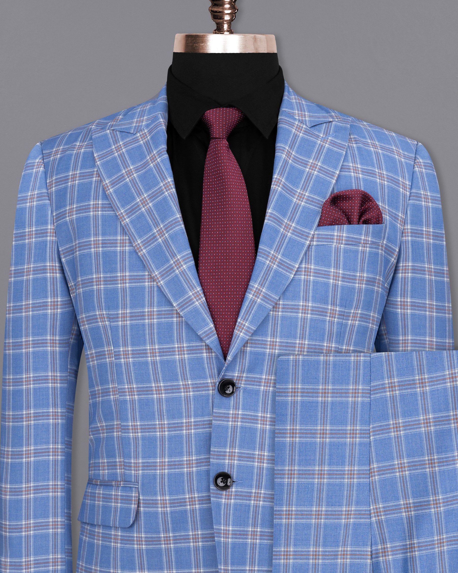 Ship Cove Blue Super fine Windowpane Wool Rich Suit ST1609-SBP-36, ST1609-SBP-38, ST1609-SBP-40, ST1609-SBP-42, ST1609-SBP-44, ST1609-SBP-46, ST1609-SBP-48, ST1609-SBP-50, ST1609-SBP-52, ST1609-SBP-54, ST1609-SBP-56, ST1609-SBP-58, ST1609-SBP-60