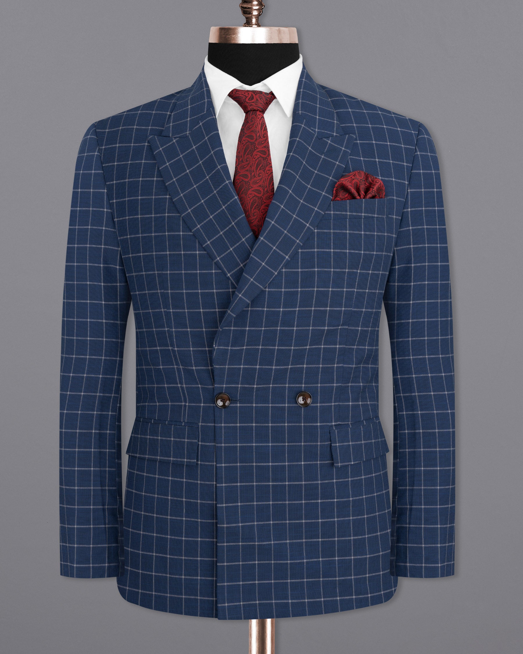 Rhino Blue Super fine Checkered Double Breasted Premium Cotton Suit ST1622-DB-2B-36, ST1622-DB-2B-38, ST1622-DB-2B-40, ST1622-DB-2B-42, ST1622-DB-2B-44, ST1622-DB-2B-46, ST1622-DB-2B-48, ST1622-DB-2B-50, ST1622-DB-2B-52, ST1622-DB-2B-54, ST1622-DB-2B-56, ST1622-DB-2B-58, ST1622-DB-2B-60