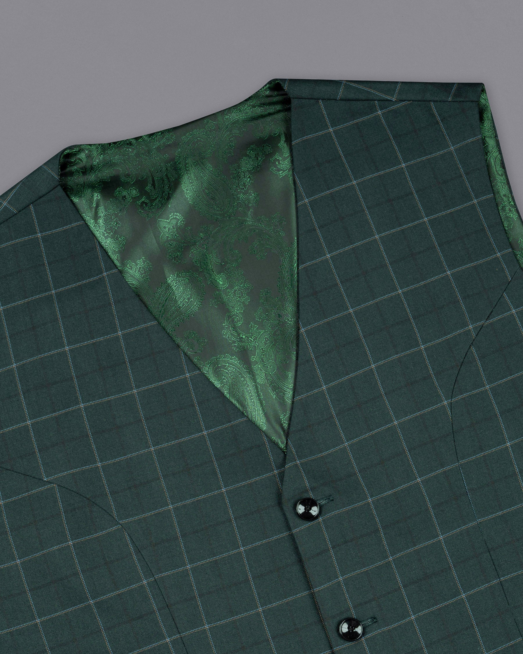 Lunar Green Super fine windowpane Double Breasted Woolrich Suit