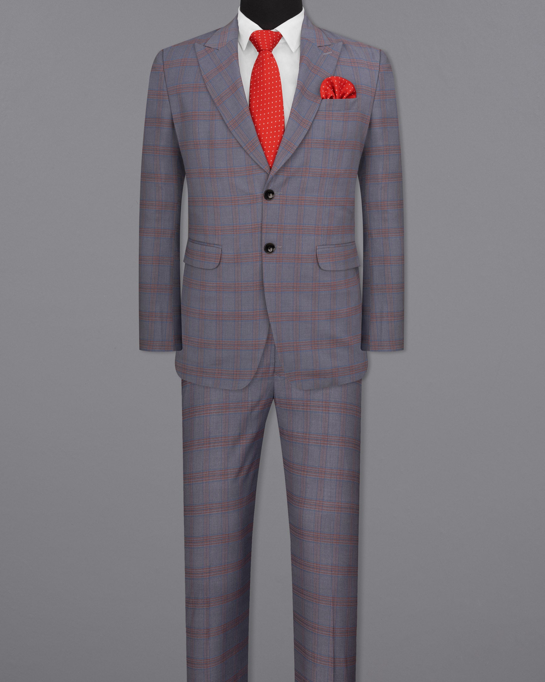 Manatee Grey Super fine Plaid Premium Cotton Suit ST1630-SBP-36, ST1630-SBP-38, ST1630-SBP-40, ST1630-SBP-42, ST1630-SBP-44, ST1630-SBP-46, ST1630-SBP-48, ST1630-SBP-50, ST1630-SBP-52, ST1630-SBP-54, ST1630-SBP-56, ST1630-SBP-58, ST1630-SBP-60