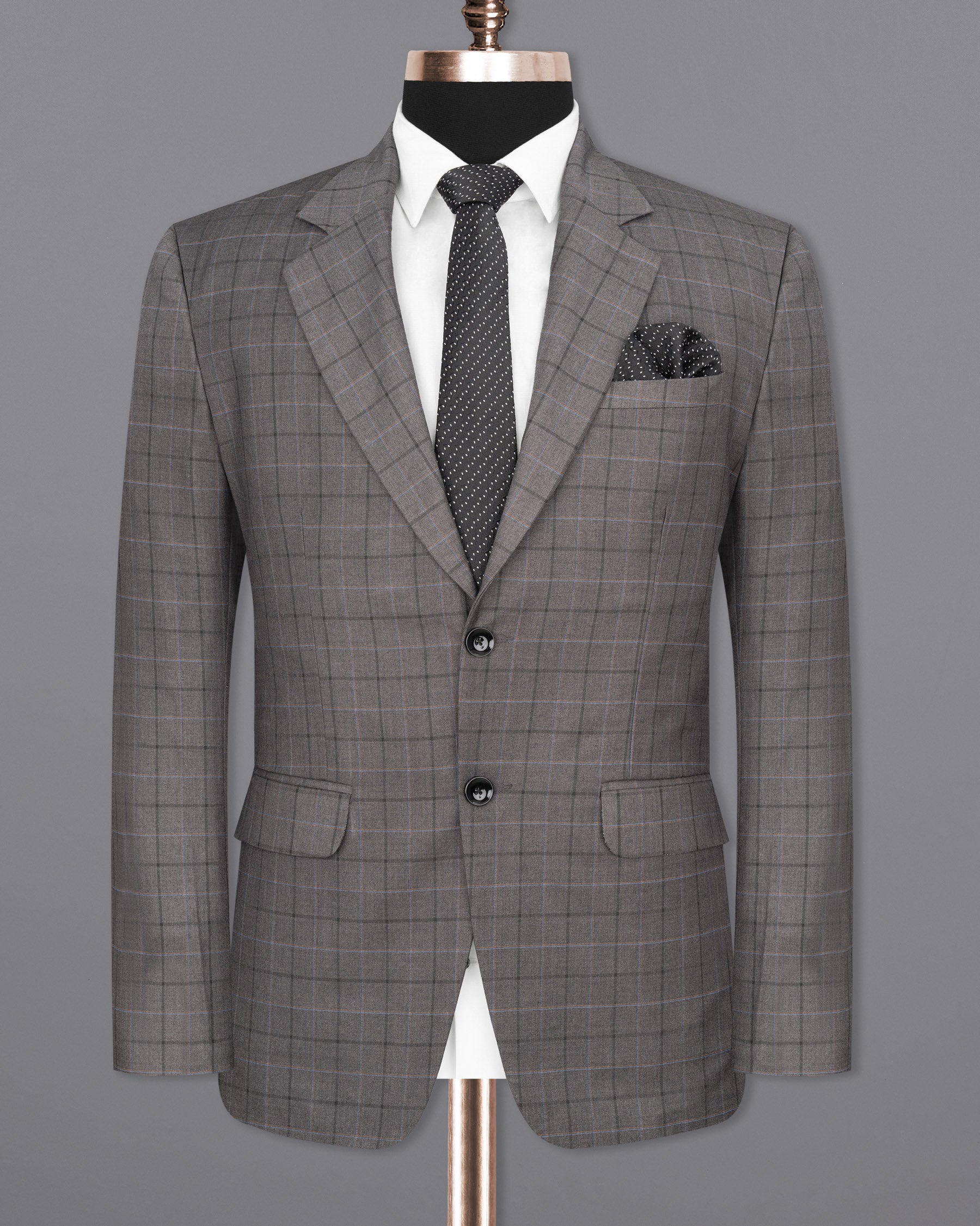 Scorpion Grey Super fine Plaid Woolrich Suit ST1632-SB-36, ST1632-SB-38, ST1632-SB-40, ST1632-SB-42, ST1632-SB-44, ST1632-SB-46, ST1632-SB-48, ST1632-SB-50, ST1632-SB-52, ST1632-SB-54, ST1632-SB-56, ST1632-SB-58, ST1632-SB-60