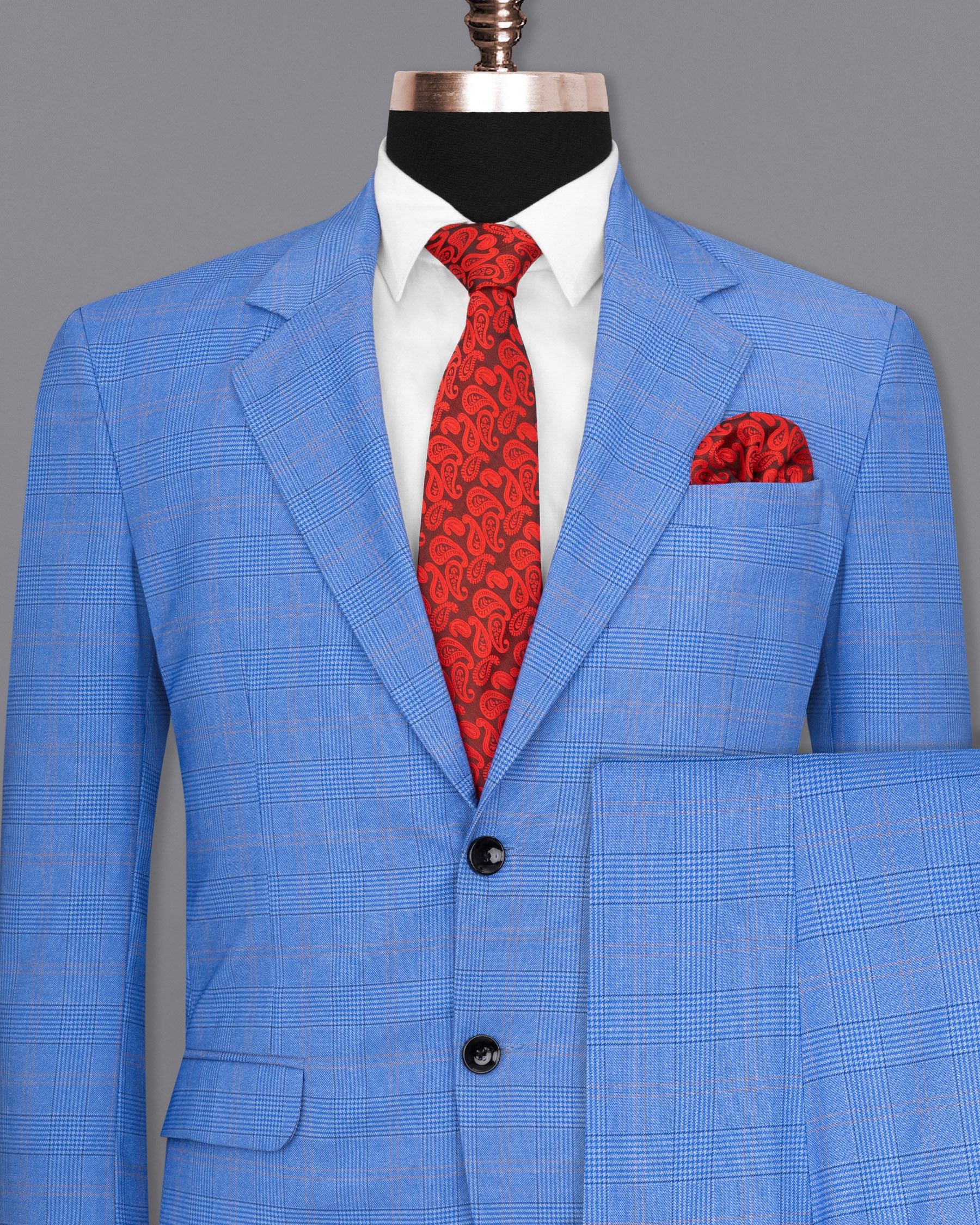 Cornflower Blue Super fine Plaid Woolrich Suit ST1635-SB-36, ST1635-SB-38, ST1635-SB-40, ST1635-SB-42, ST1635-SB-44, ST1635-SB-46, ST1635-SB-48, ST1635-SB-50, ST1635-SB-52, ST1635-SB-54, ST1635-SB-56, ST1635-SB-58, ST1635-SB-60