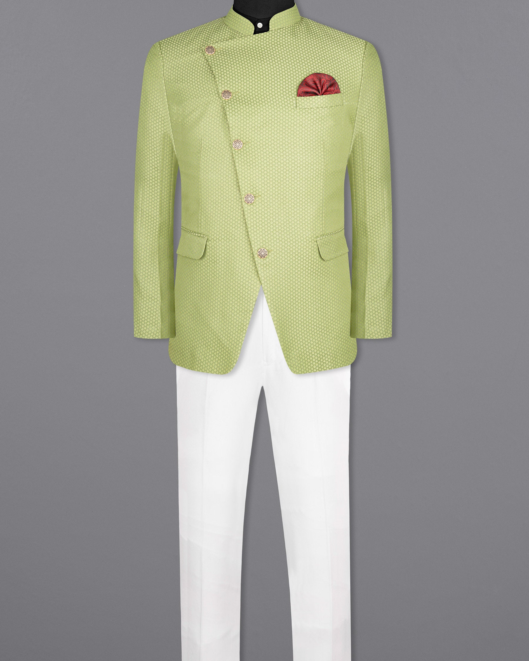Olivine Green Cross Buttoned Bandhgala Designer Suit ST1674-CBG-38, ST1674-CBG-H-38, ST1674-CBG-39, ST1674-CBG-H-39, ST1674-CBG-40, ST1674-CBG-H-40, ST1674-CBG-42, ST1674-CBG-H-42, ST1674-CBG-44, ST1674-CBG-H-44, ST1674-CBG-46, ST1674-CBG-H-46, ST1674-CBG-48, ST1674-CBG-H-48, ST1674-CBG-50, ST1674-CBG-H-50, ST1674-CBG-52, ST1674-CBG-H-52