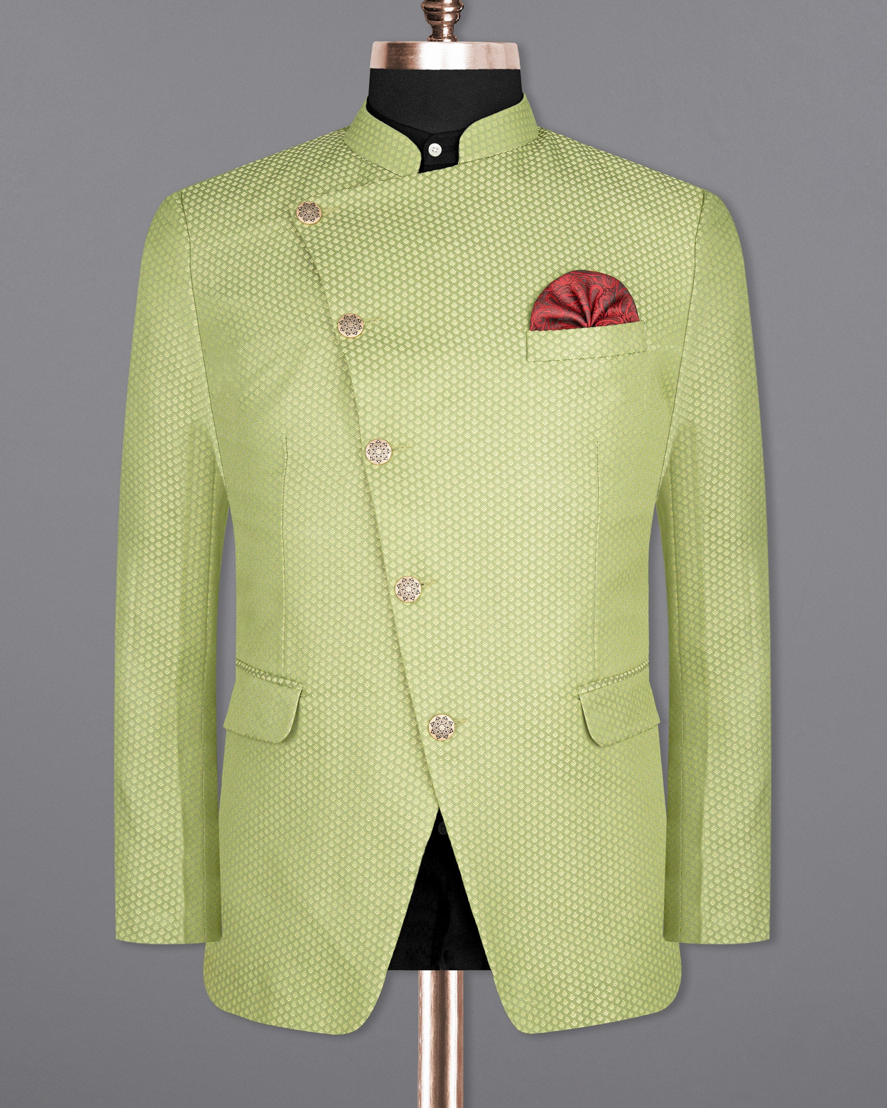 Olivine Green Cross Buttoned Bandhgala Designer Suit ST1674-CBG-38, ST1674-CBG-H-38, ST1674-CBG-39, ST1674-CBG-H-39, ST1674-CBG-40, ST1674-CBG-H-40, ST1674-CBG-42, ST1674-CBG-H-42, ST1674-CBG-44, ST1674-CBG-H-44, ST1674-CBG-46, ST1674-CBG-H-46, ST1674-CBG-48, ST1674-CBG-H-48, ST1674-CBG-50, ST1674-CBG-H-50, ST1674-CBG-52, ST1674-CBG-H-52