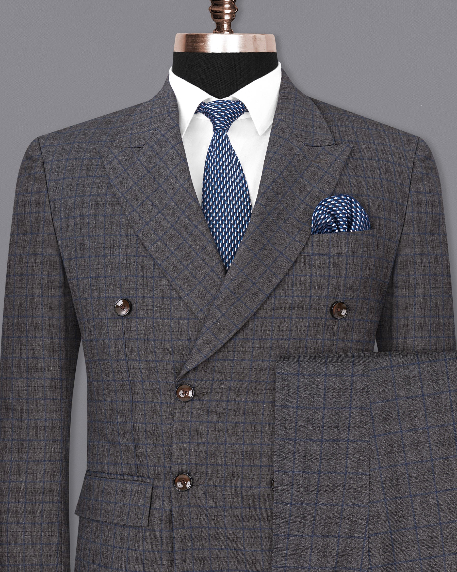 Tundora Gray Plaid Double Breasted Suit ST1724-DB-36, ST1724-DB-38, ST1724-DB-40, ST1724-DB-42, ST1724-DB-44, ST1724-DB-46, ST1724-DB-48, ST1724-DB-50, ST1724-DB-52, ST1724-DB-54, ST1724-DB-56, ST1724-DB-58, ST1724-DB-60