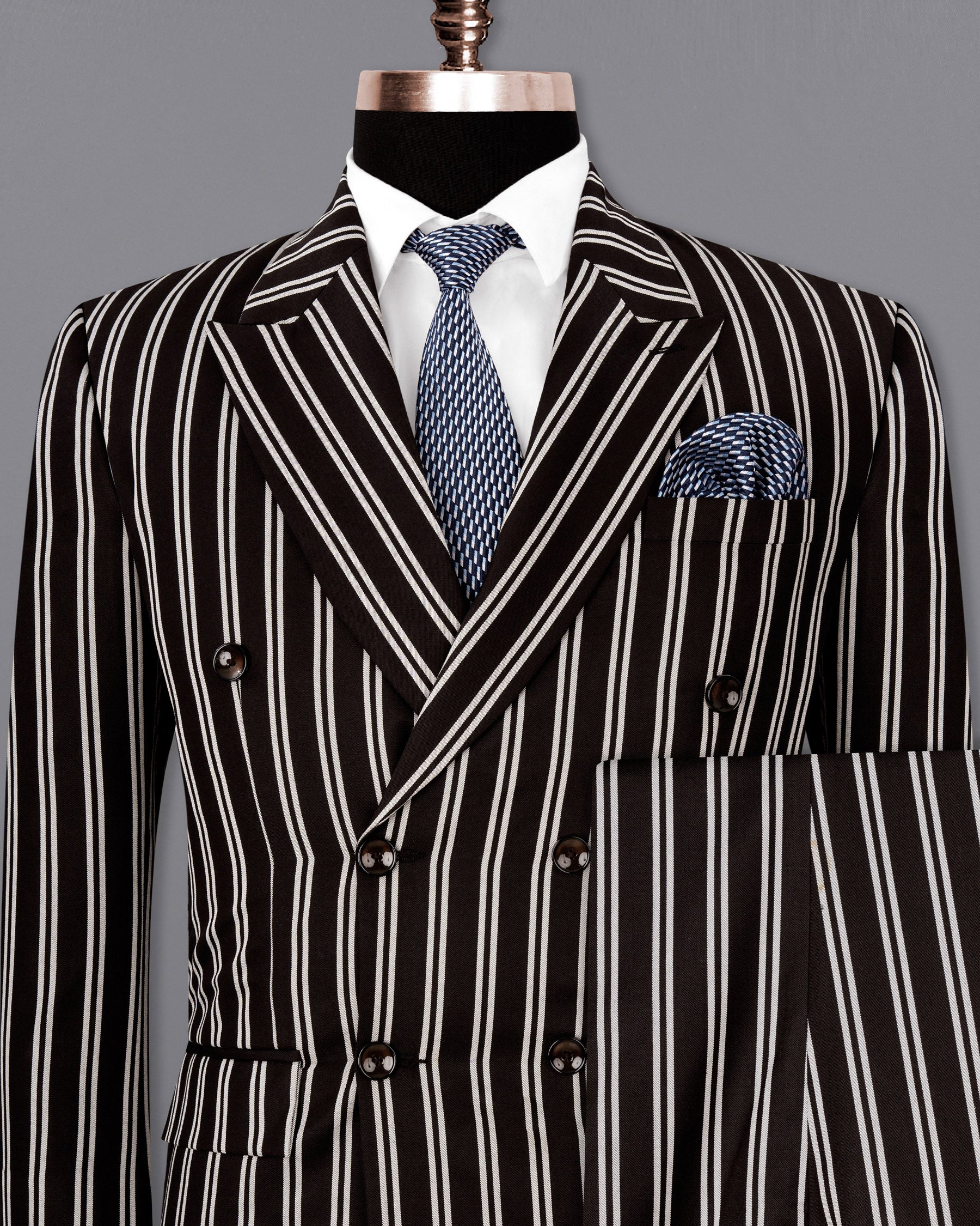 Jade Black Striped Double Breasted Suit ST1727-DB-36, ST1727-DB-38, ST1727-DB-40, ST1727-DB-42, ST1727-DB-44, ST1727-DB-46, ST1727-DB-48, ST1727-DB-50, ST1727-DB-52, ST1727-DB-54, ST1727-DB-56, ST1727-DB-58, ST1727-DB-60