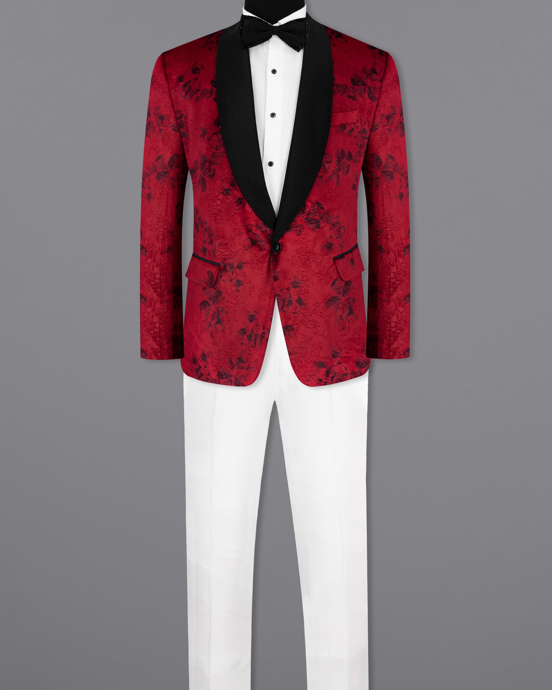 Cardinal Red Floral Textured Designer Tuxedo Suit ST1767-BKL-36, ST1767-BKL-38, ST1767-BKL-40, ST1767-BKL-42, ST1767-BKL-44, ST1767-BKL-46, ST1767-BKL-48, ST1767-BKL-50, ST1767-BKL-52, ST1767-BKL-54, ST1767-BKL-56, ST1767-BKL-58, ST1767-BKL-60