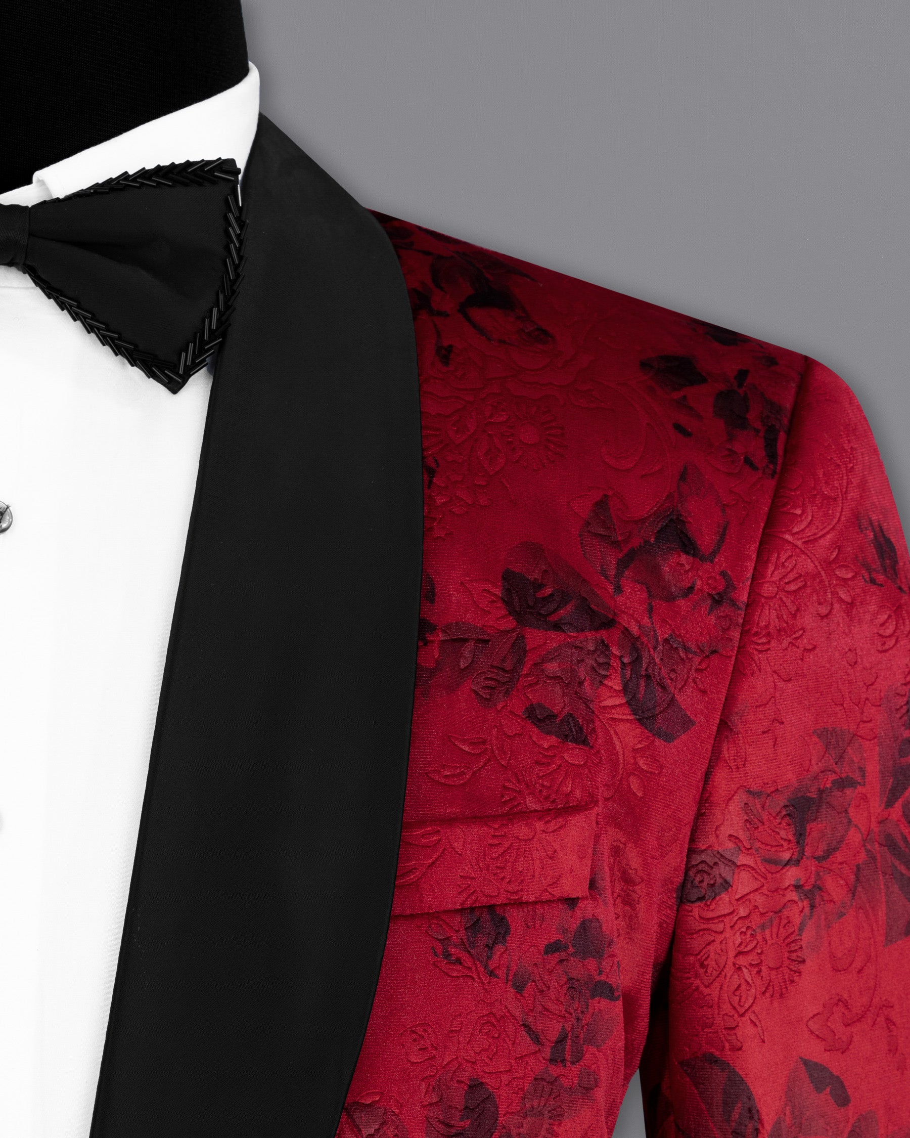 Cardinal Red Floral Textured Designer Tuxedo Suit ST1767-BKL-36, ST1767-BKL-38, ST1767-BKL-40, ST1767-BKL-42, ST1767-BKL-44, ST1767-BKL-46, ST1767-BKL-48, ST1767-BKL-50, ST1767-BKL-52, ST1767-BKL-54, ST1767-BKL-56, ST1767-BKL-58, ST1767-BKL-60