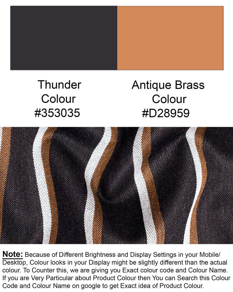 Thunder Brown Striped Cross Buttoned Bandhgala Suit ST1777-CBG-36, ST1777-CBG-38, ST1777-CBG-40, ST1777-CBG-42, ST1777-CBG-44, ST1777-CBG-46, ST1777-CBG-48, ST1777-CBG-50, ST1777-CBG-52, ST1777-CBG-54, ST1777-CBG-56, ST1777-CBG-58, ST1777-CBG-60