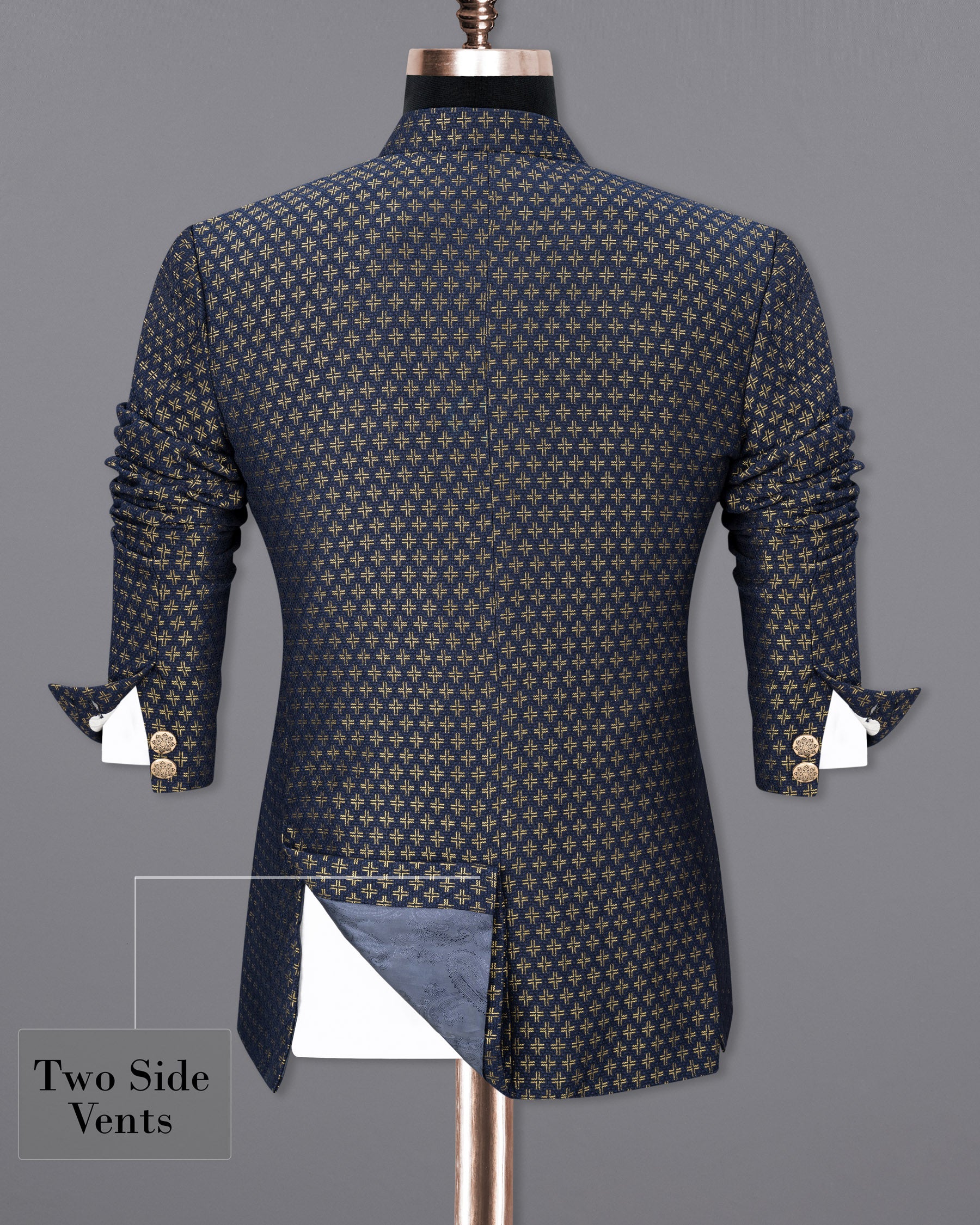 Stratos Blue Houndstooth Texture Cross Buttoned Bandhgala Suit ST1787-CBG-36, ST1787-CBG-38, ST1787-CBG-40, ST1787-CBG-42, ST1787-CBG-44, ST1787-CBG-46, ST1787-CBG-48, ST1787-CBG-50, ST1787-CBG-52, ST1787-CBG-54, ST1787-CBG-56, ST1787-CBG-58, ST1787-CBG-60