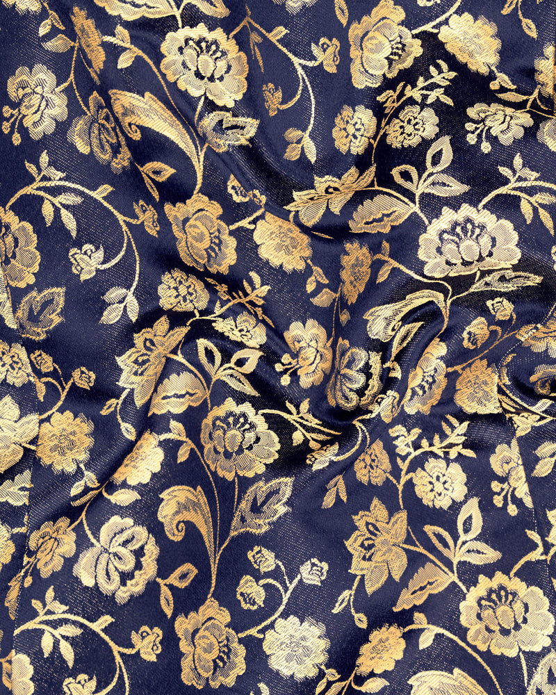 Ebony Clay Floral Jacquard Cross Buttoned Bandhgala Suit ST1794-CBG-36, ST1794-CBG-38, ST1794-CBG-40, ST1794-CBG-42, ST1794-CBG-44, ST1794-CBG-46, ST1794-CBG-48, ST1794-CBG-50, ST1794-CBG-52, ST1794-CBG-54, ST1794-CBG-56, ST1794-CBG-58, ST1794-CBG-60