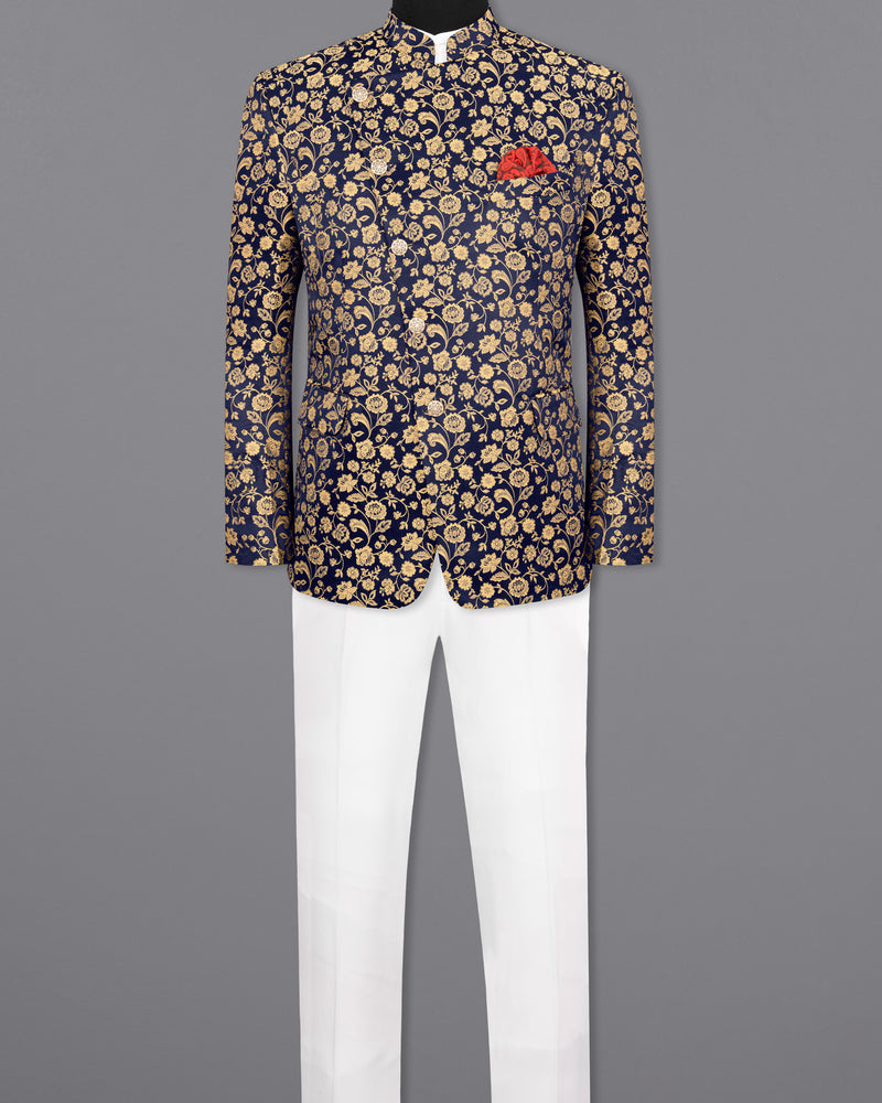 Ebony Clay Floral Jacquard Cross Buttoned Bandhgala Suit ST1794-CBG-36, ST1794-CBG-38, ST1794-CBG-40, ST1794-CBG-42, ST1794-CBG-44, ST1794-CBG-46, ST1794-CBG-48, ST1794-CBG-50, ST1794-CBG-52, ST1794-CBG-54, ST1794-CBG-56, ST1794-CBG-58, ST1794-CBG-60