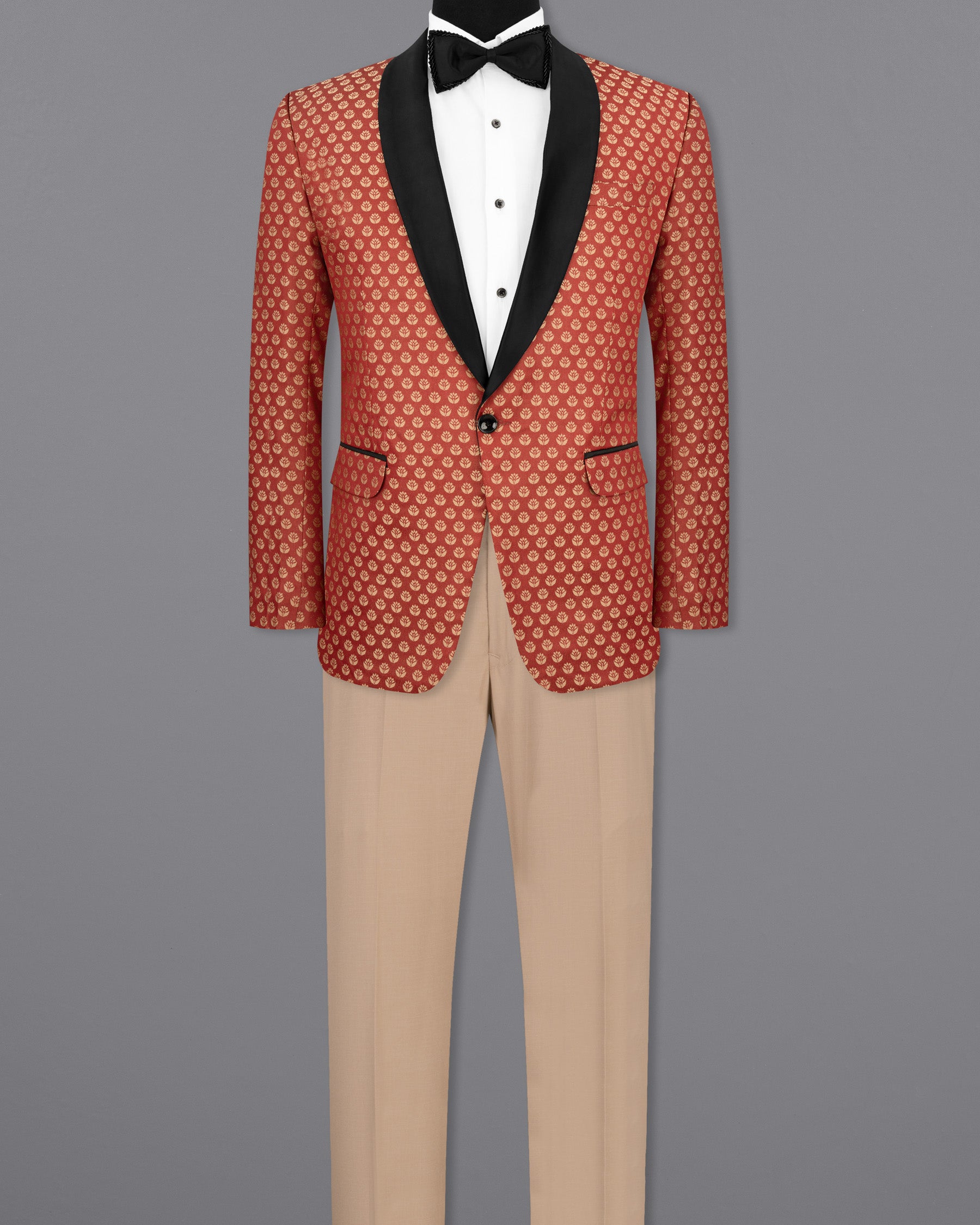 Terracotta with Chardonnay Floral Designer Tuxedo Suit