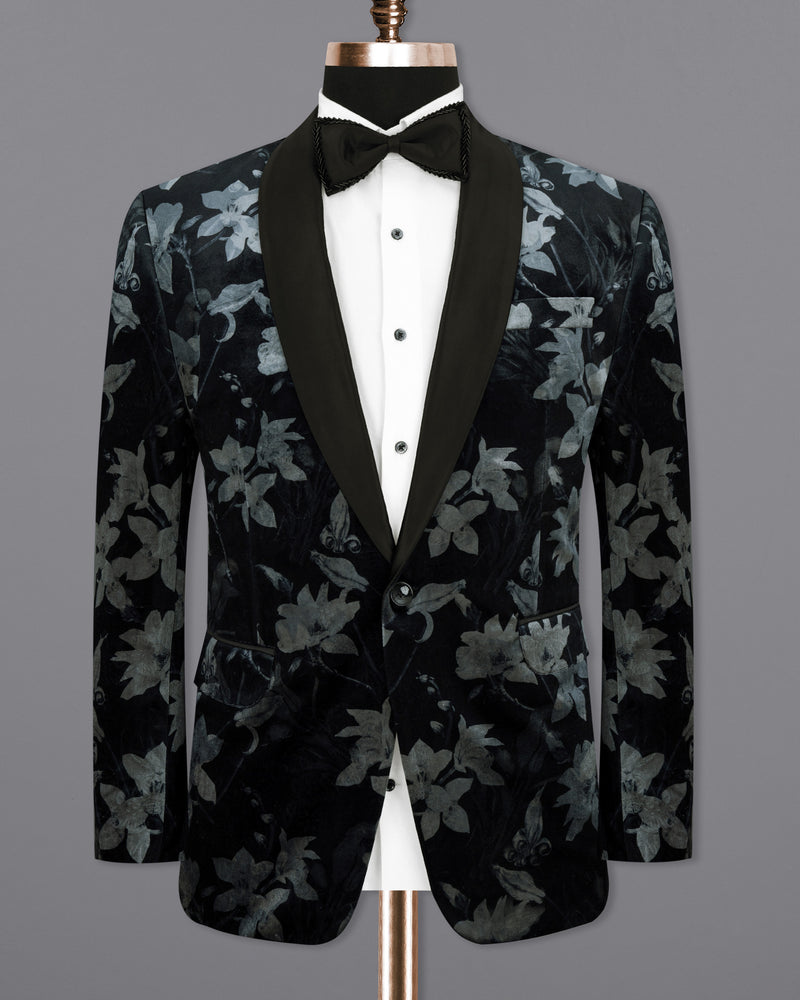Jade Black and Languid Floral velvet Designer Tuxedo Suit