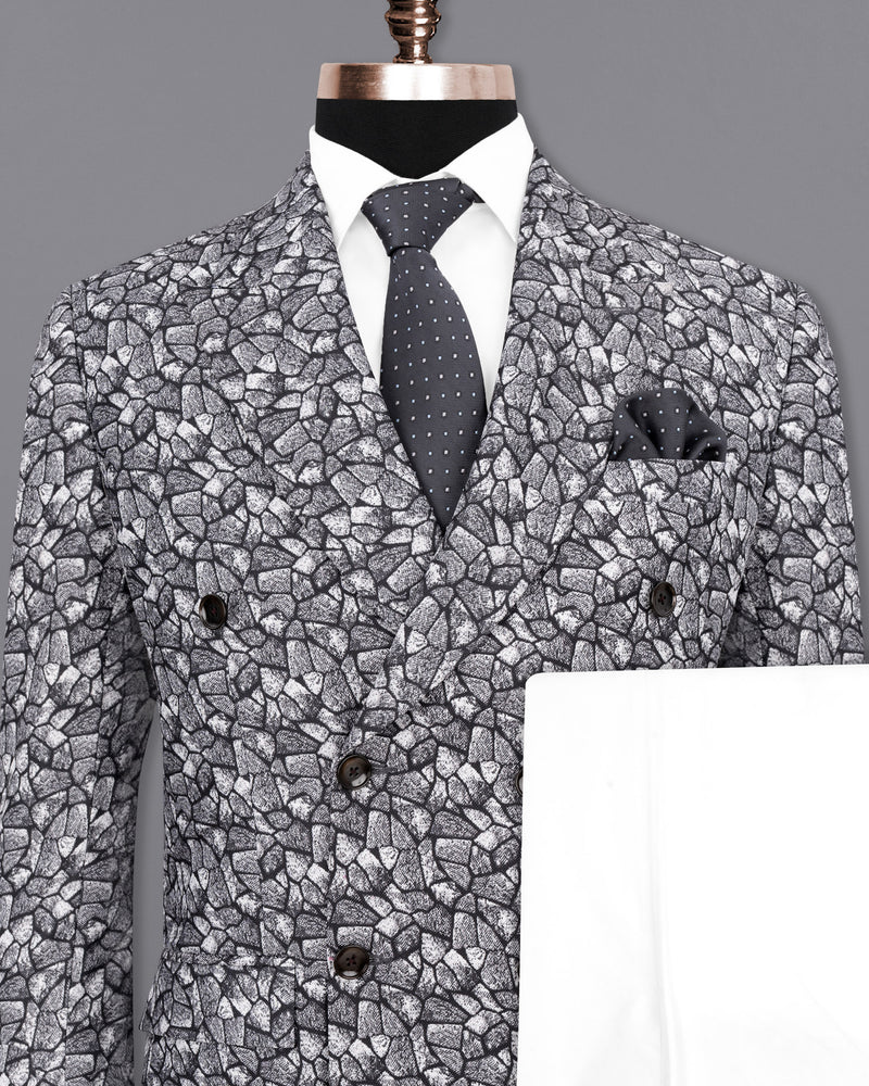 Charade Grey and White Double Breasted Designer Suit ST1810-DB-36, ST1810-DB-38, ST1810-DB-40, ST1810-DB-42, ST1810-DB-44, ST1810-DB-46, ST1810-DB-48, ST1810-DB-50, ST1810-DB-52, ST1810-DB-54, ST1810-DB-56, ST1810-DB-58, ST1810-DB-60
