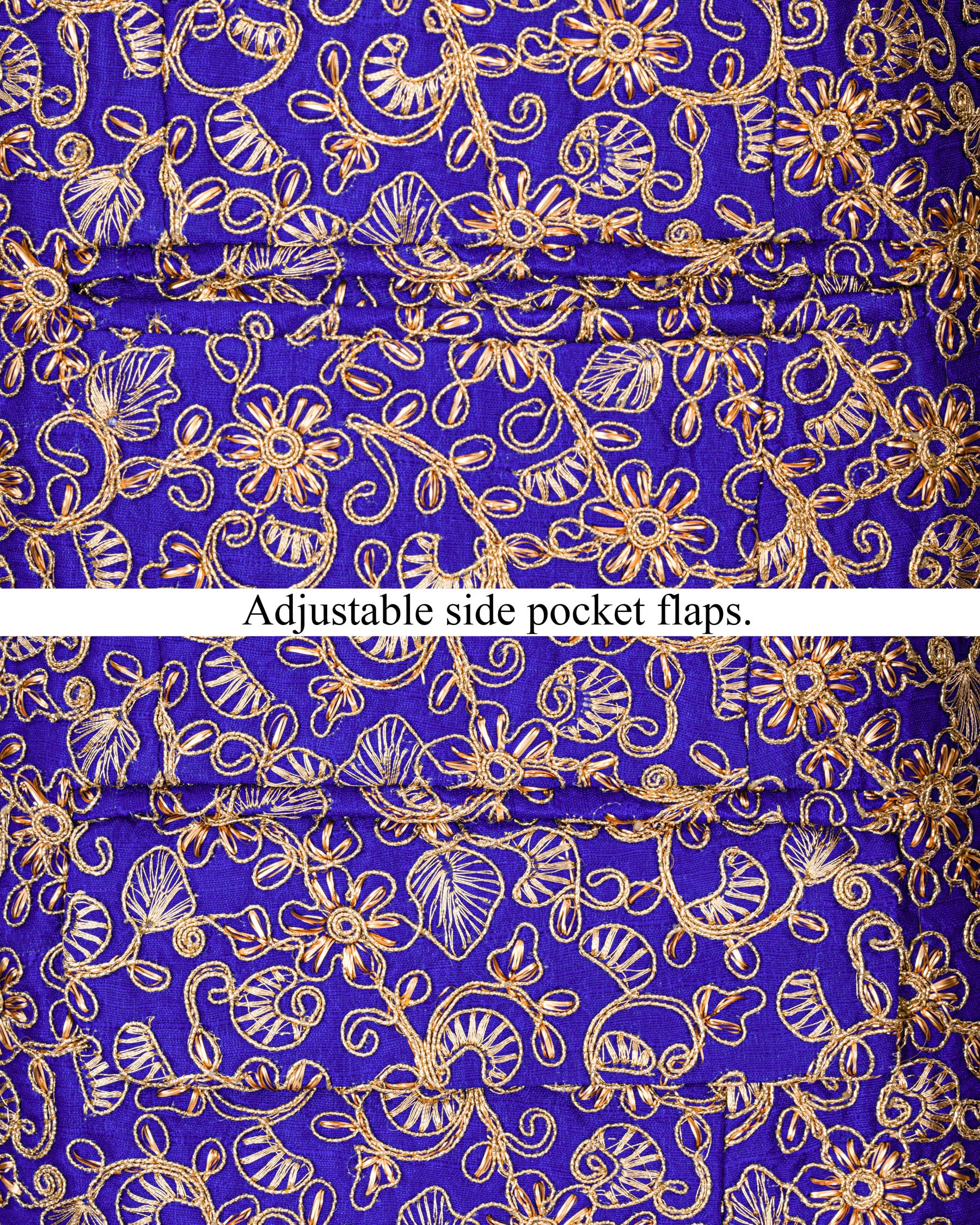 Sapphire Blue and Fawn Embroidery Cross-Buttoned Bandhgala Designer Suit ST1813-CBG-36, ST1813-CBG-38, ST1813-CBG-40, ST1813-CBG-42, ST1813-CBG-44, ST1813-CBG-46, ST1813-CBG-48, ST1813-CBG-50, ST1813-CBG-52, ST1813-CBG-54, ST1813-CBG-56, ST1813-CBG-58, ST1813-CBG-60