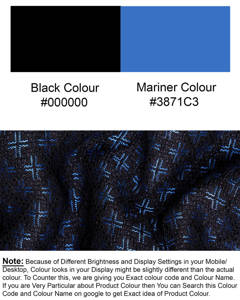 Jade Black and Mariner Blue Plus sign Textured Cross-Button Bandhgala Designer Suit ST1815-CBG2-36, ST1815-CBG2-38, ST1815-CBG2-40, ST1815-CBG2-42, ST1815-CBG2-44, ST1815-CBG2-46, ST1815-CBG2-48, ST1815-CBG2-50, ST1815-CBG2-52, ST1815-CBG2-54, ST1815-CBG2-56, ST1815-CBG2-58, ST1815-CBG2-60