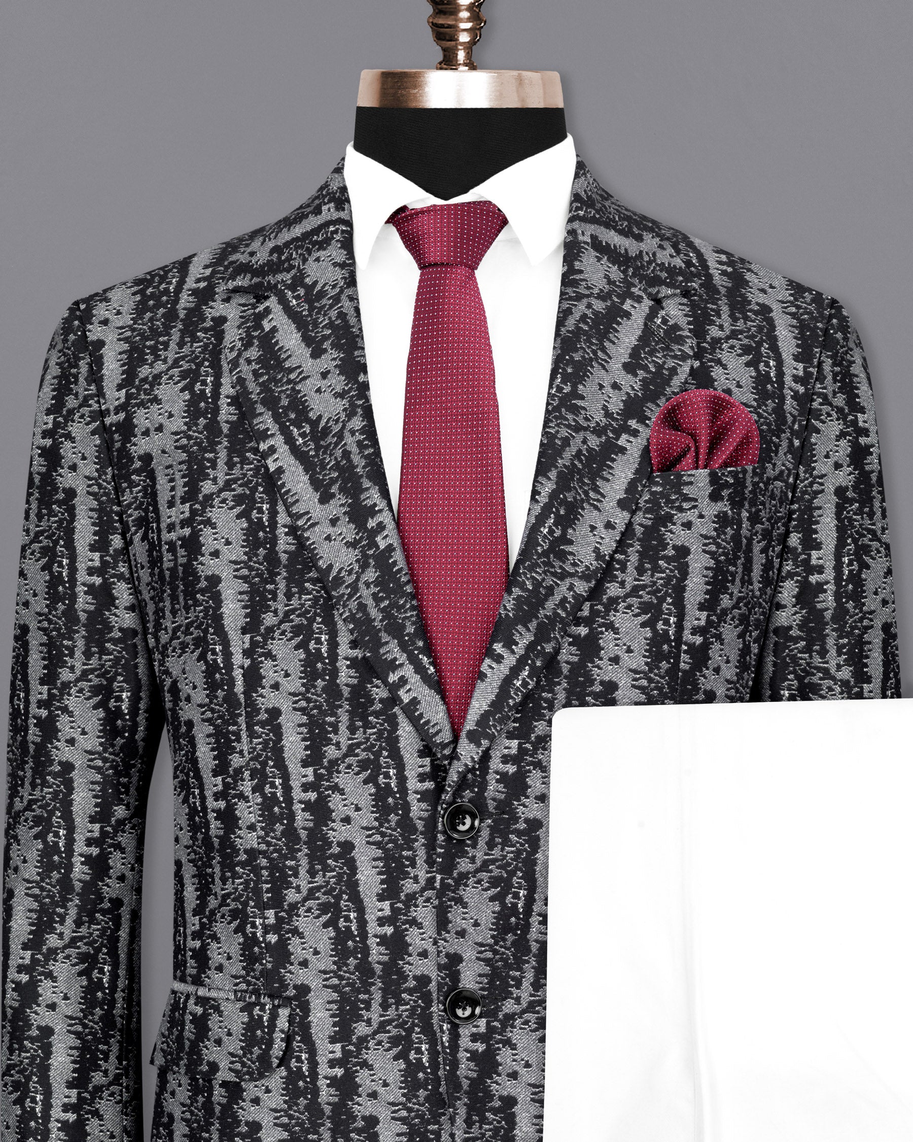 Concord Gray and Baltic Sea Black velvet Designer Suit ST1821-SB-36, ST1821-SB-38, ST1821-SB-40, ST1821-SB-42, ST1821-SB-44, ST1821-SB-46, ST1821-SB-48, ST1821-SB-50, ST1821-SB-52, ST1821-SB-54, ST1821-SB-56, ST1821-SB-58, ST1821-SB-60