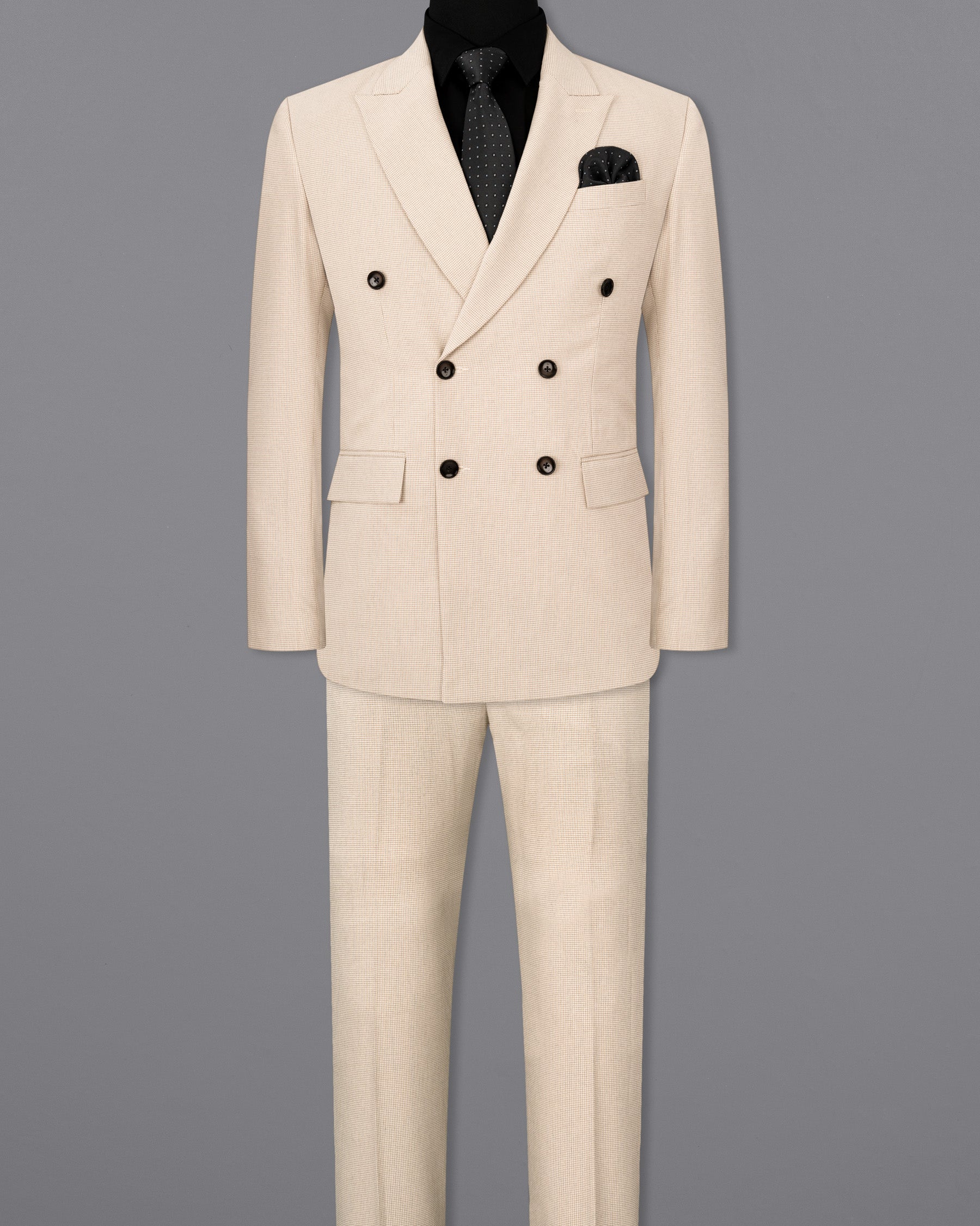 Parchment Cream Houndstooth Double Breasted Suit ST1842-DB-36, ST1842-DB-38, ST1842-DB-40, ST1842-DB-42, ST1842-DB-44, ST1842-DB-46, ST1842-DB-48, ST1842-DB-50, ST1842-DB-52, ST1842-DB-54, ST1842-DB-56, ST1842-DB-58, ST1842-DB-60