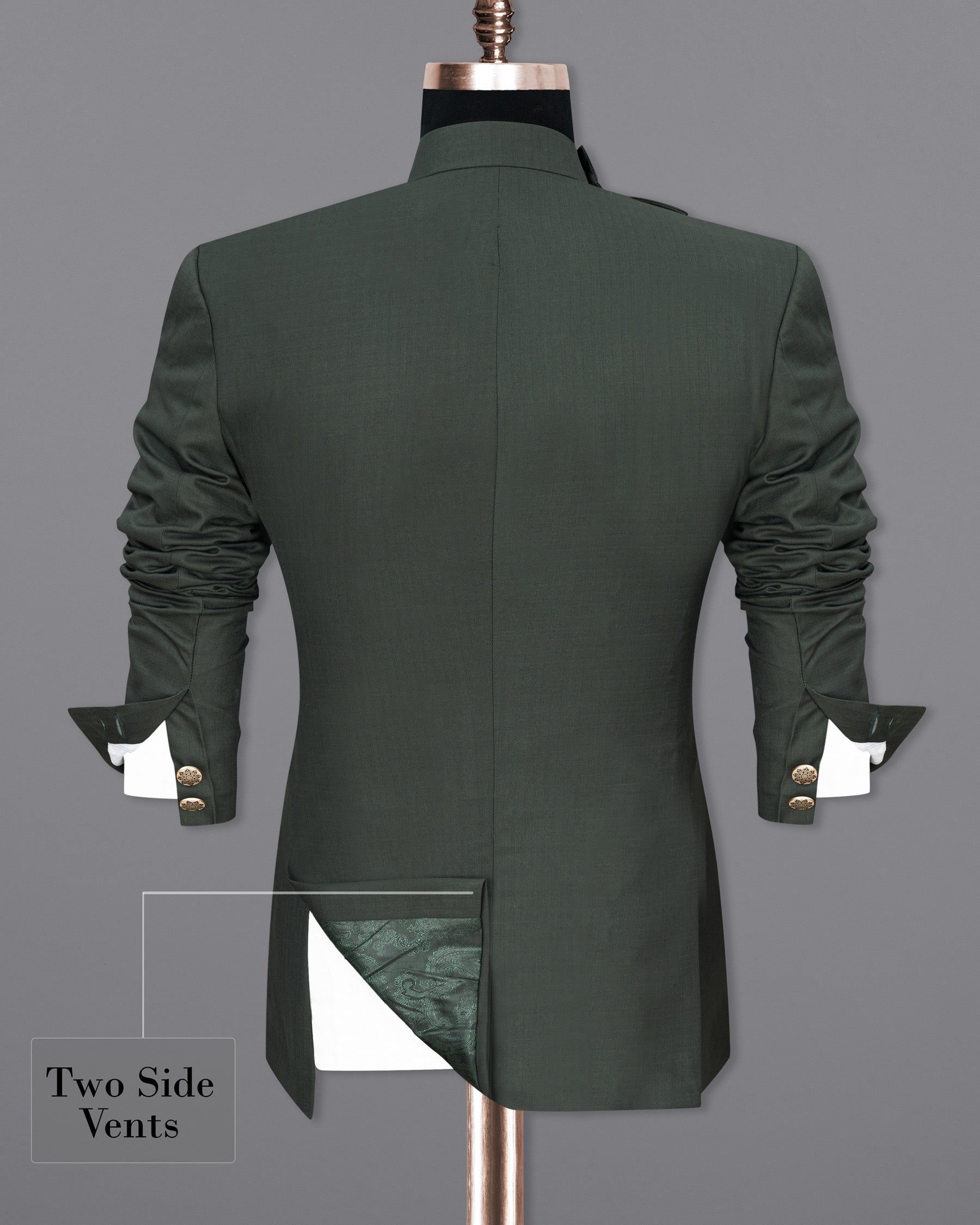 Heavy Metal Green Cross Buttoned Bandhgala Suit ST1847-CBG2-36, ST1847-CBG2-38, ST1847-CBG2-40, ST1847-CBG2-42, ST1847-CBG2-44, ST1847-CBG2-46, ST1847-CBG2-48, ST1847-CBG2-50, ST1847-CBG2-52, ST1847-CBG2-54, ST1847-CBG2-56, ST1847-CBG2-58, ST1847-CBG2-60