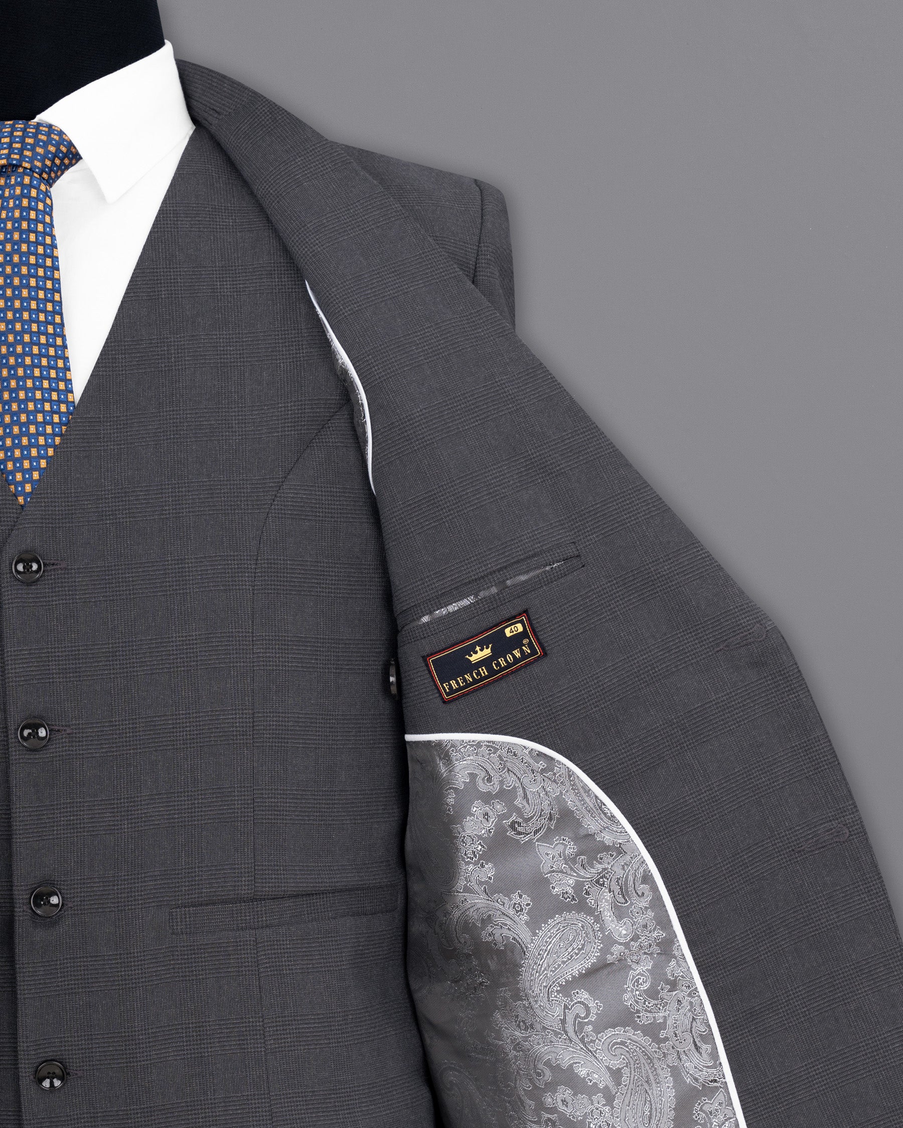 Gravel Gray Plaid Single Breasted Suit ST1849-SB-36, ST1849-SB-38, ST1849-SB-40, ST1849-SB-42, ST1849-SB-44, ST1849-SB-46, ST1849-SB-48, ST1849-SB-50, ST1849-SB-52, ST1849-SB-54, ST1849-SB-56, ST1849-SB-58, ST1849-SB-60