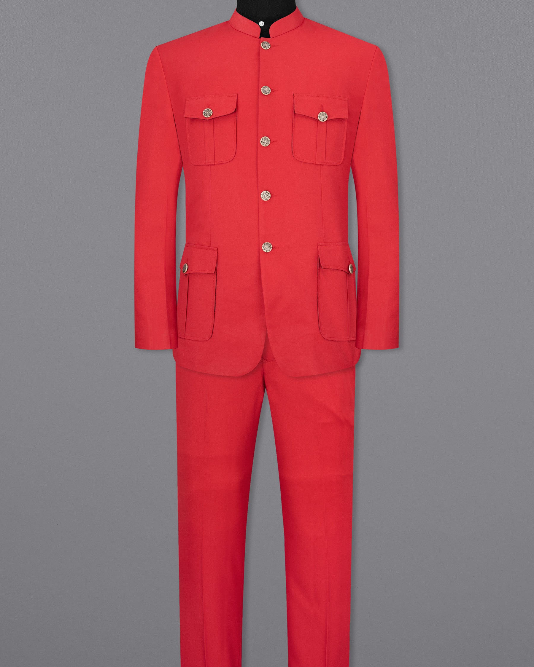 Jasper Red Bandhgala Sports Suit