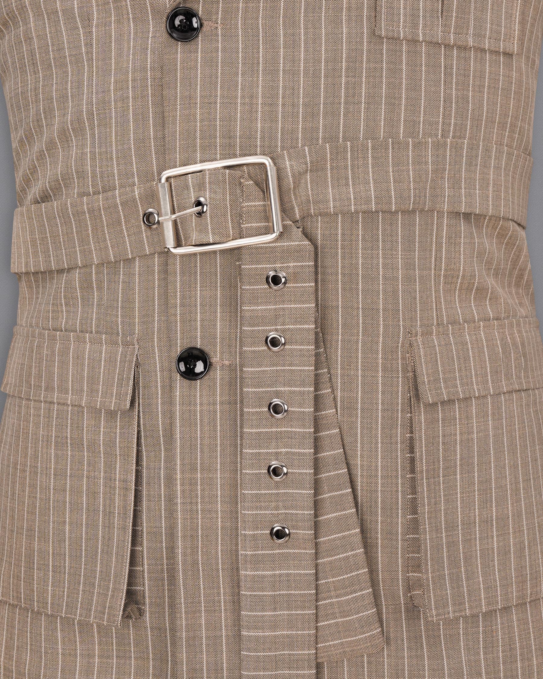 Hemp Brown Striped Designer Sports Suit