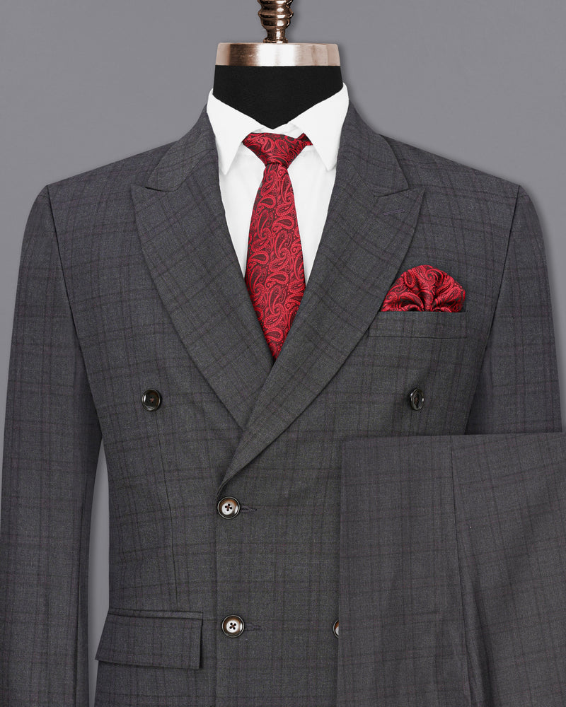 Gravel Gray Plaid Double Breasted Suit ST1887-DB-36, ST1887-DB-38, ST1887-DB-40, ST1887-DB-42, ST1887-DB-44, ST1887-DB-46, ST1887-DB-48, ST1887-DB-50, ST1887-DB-52, ST1887-DB-54, ST1887-DB-56, ST1887-DB-58, ST1887-DB-60
